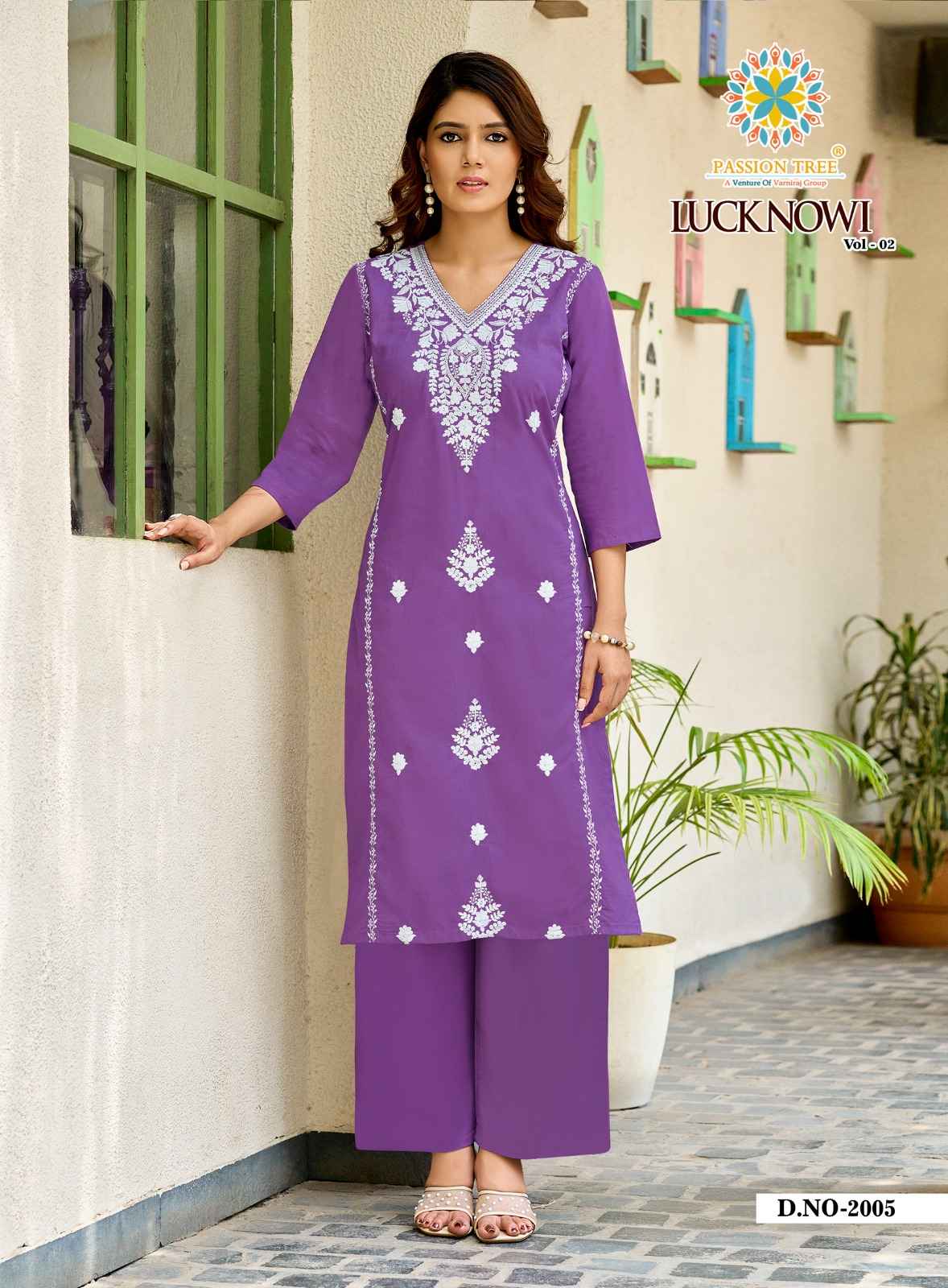 Passion Tree Lucknowi Vol 2 Dhabu Cotton Kurti With Plazzo 8 pcs Catalogue