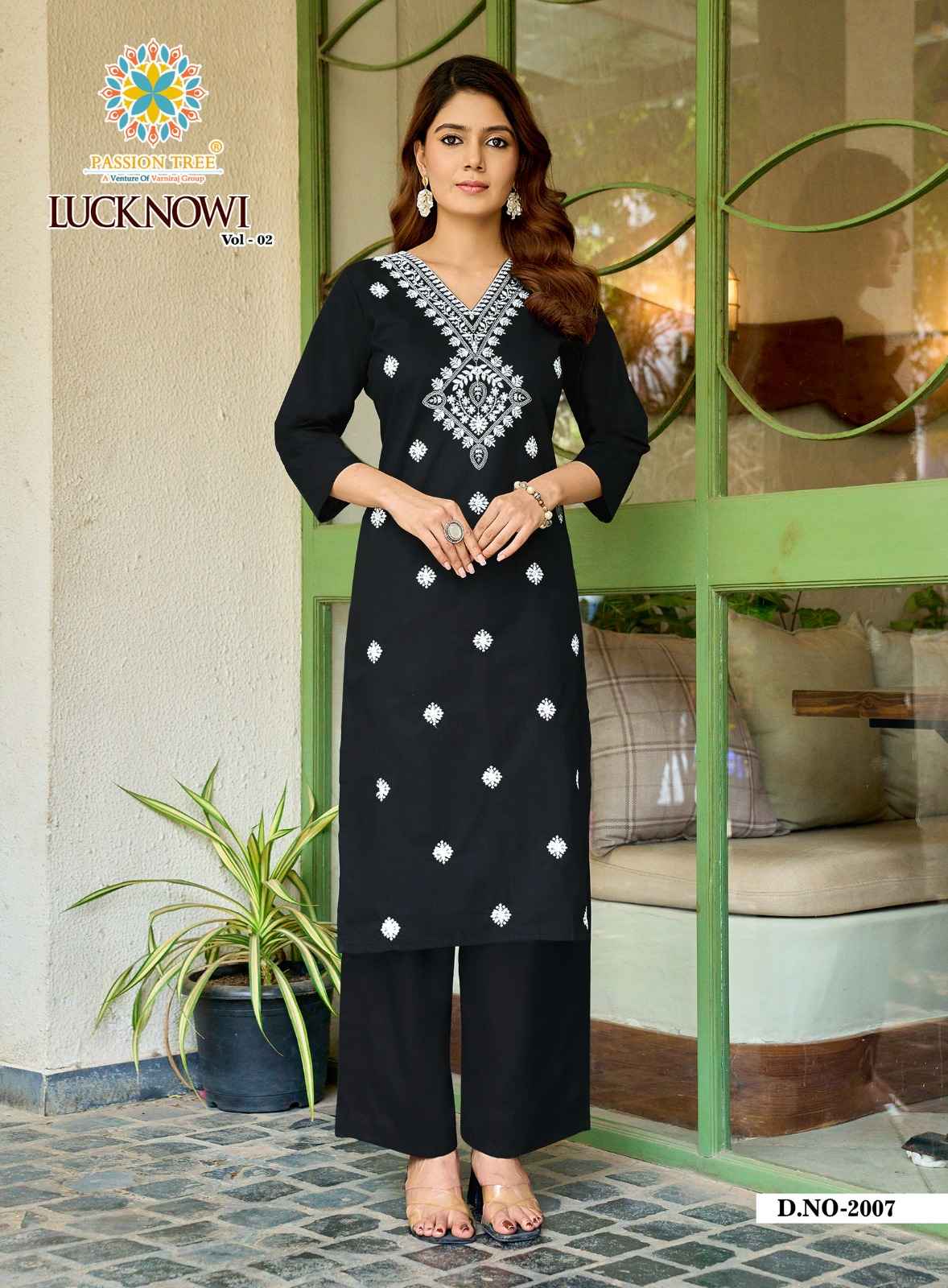 Passion Tree Lucknowi Vol 2 Dhabu Cotton Kurti With Plazzo 8 pcs Catalogue
