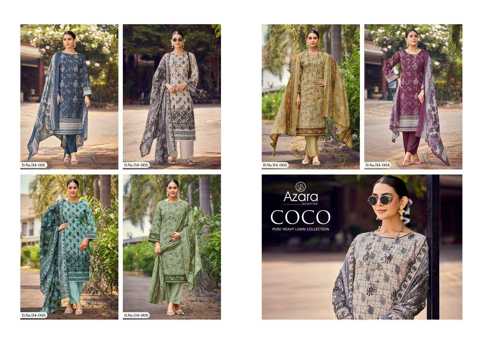 Radhika Fashion Azara Coco Lawn Cotton Dress Material 6 pcs Catalogue