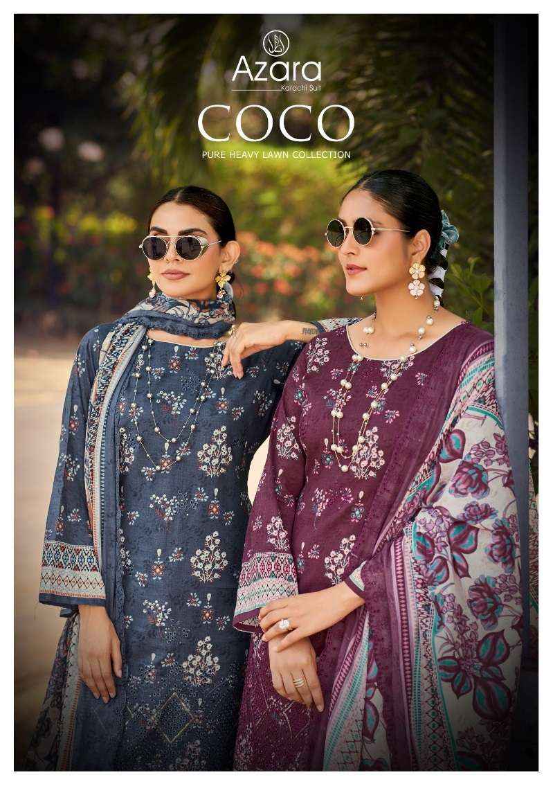 Radhika Fashion Azara Coco Lawn Cotton Dress Material 6 pcs Catalogue