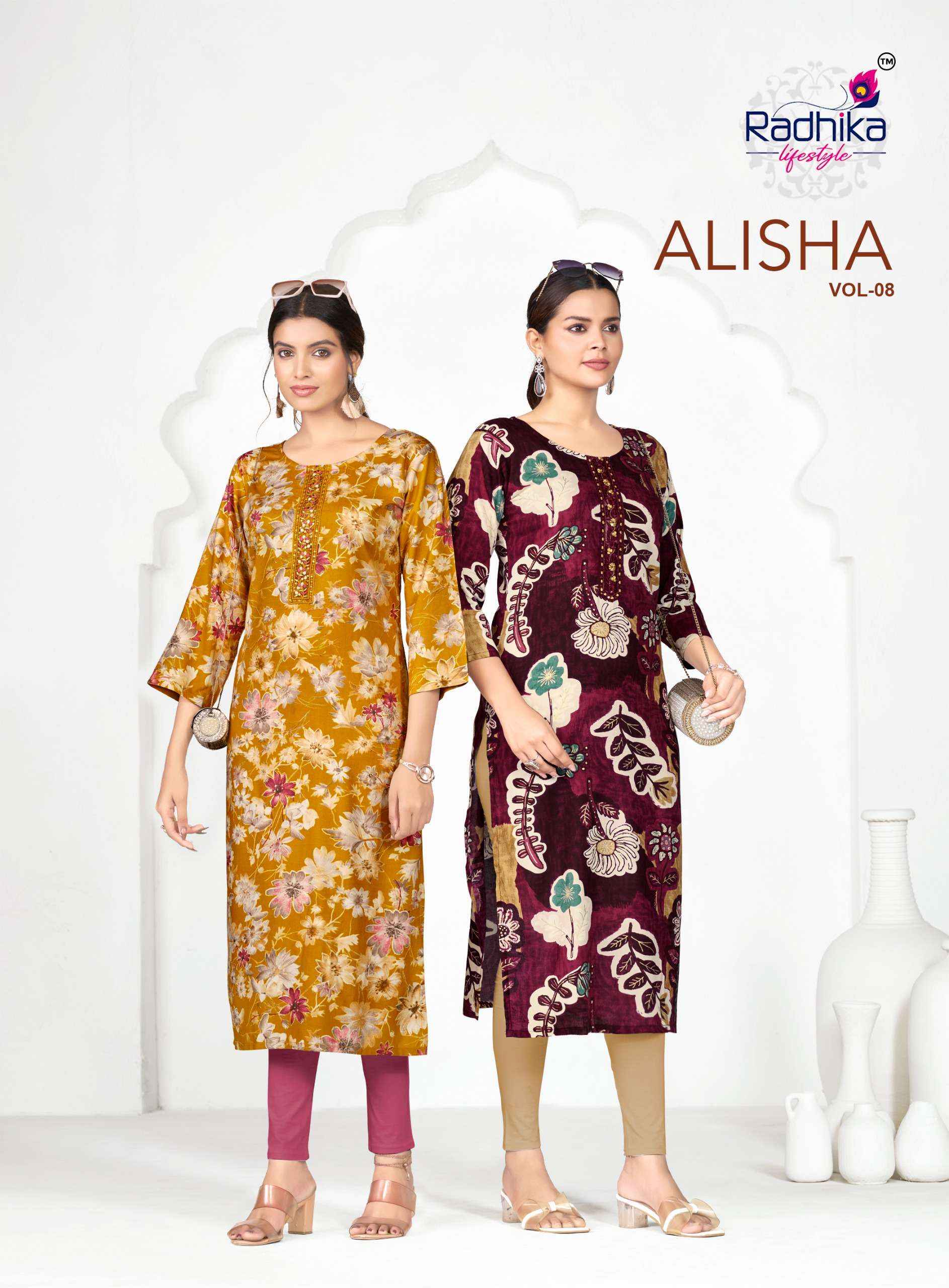 Radhika Lifestyle Alisha Vol 8 Rayon Kurti 9 pcs Catalogue