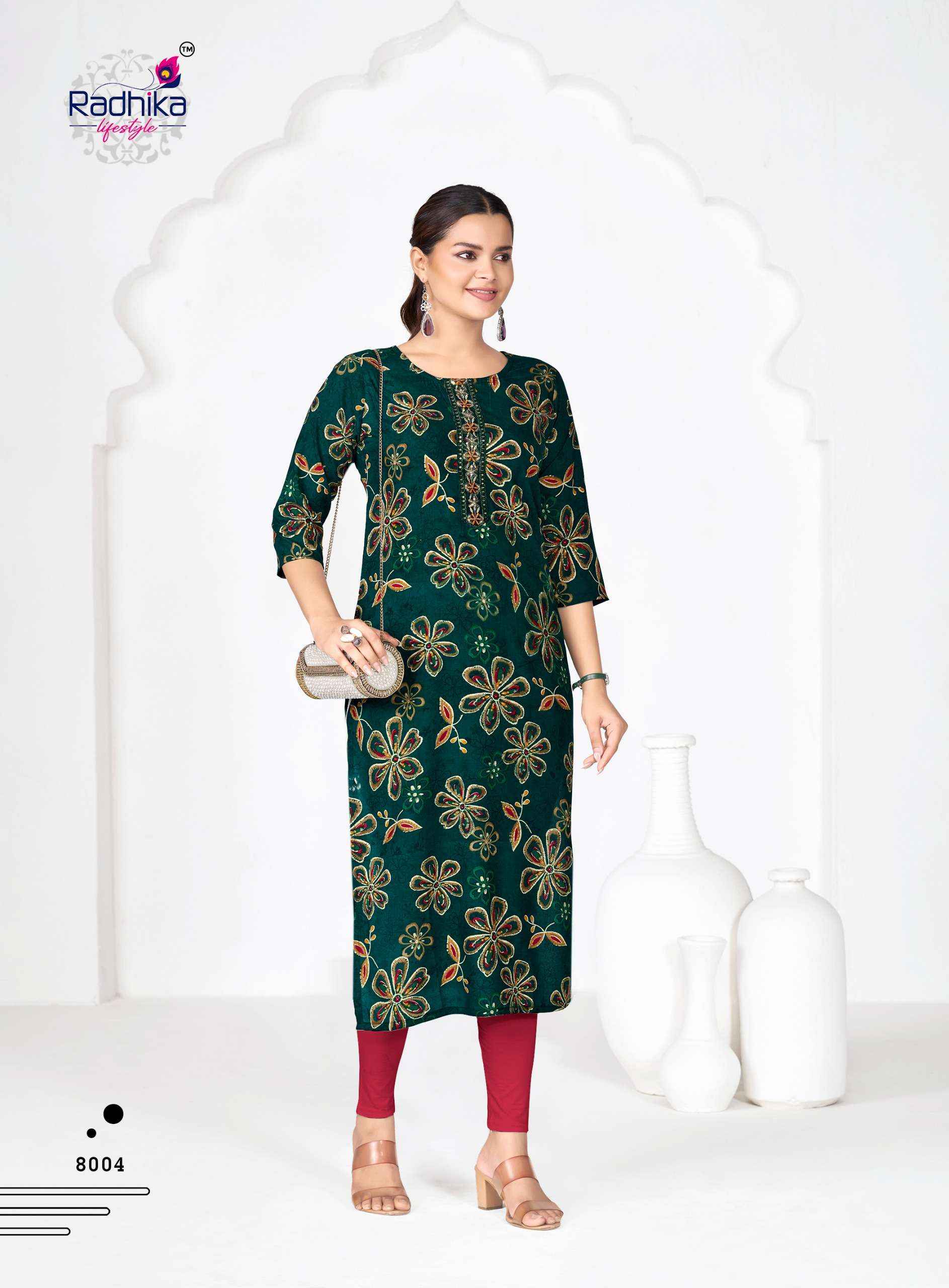 Radhika Lifestyle Alisha Vol 8 Rayon Kurti 9 pcs Catalogue