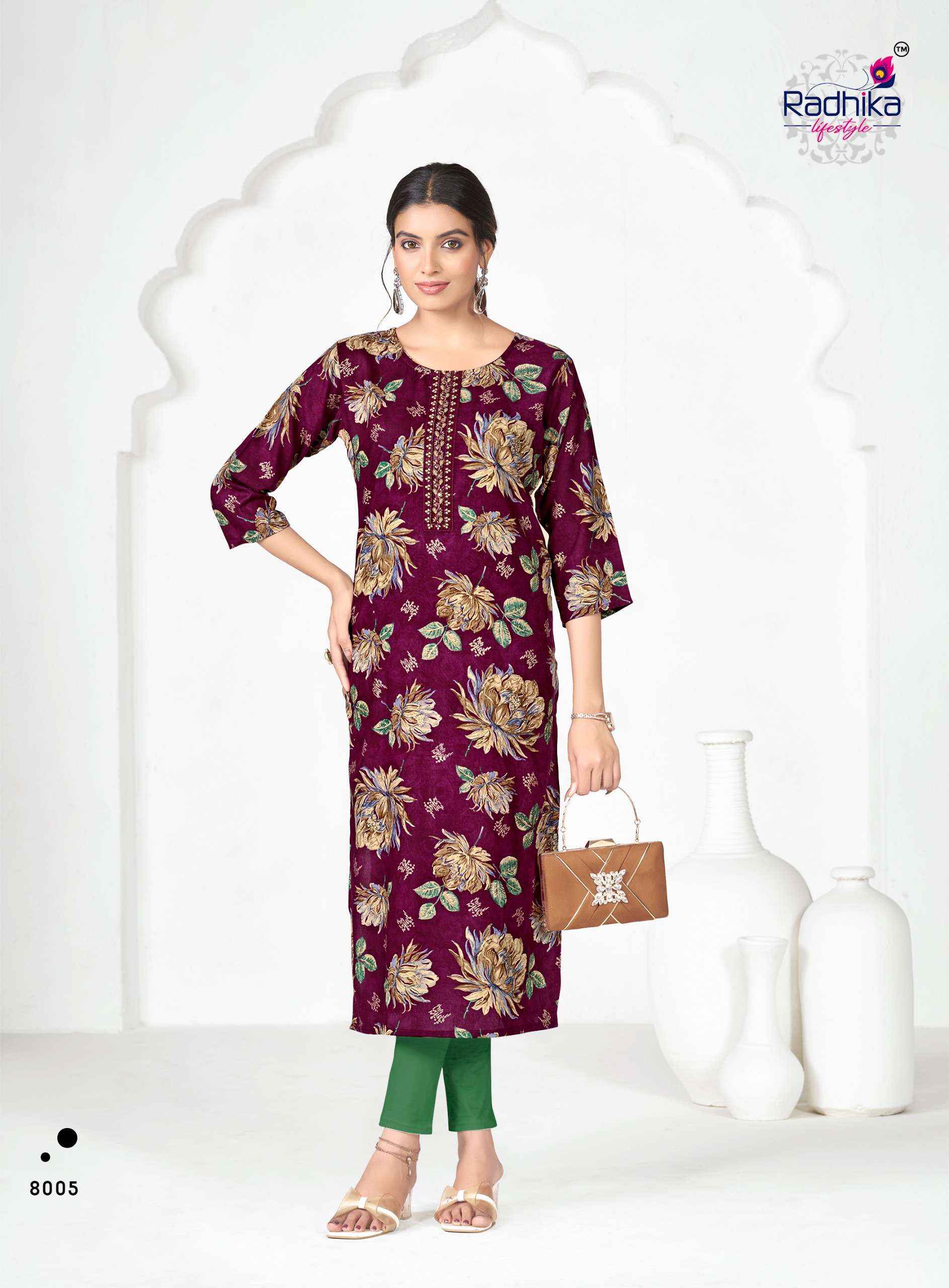 Radhika Lifestyle Alisha Vol 8 Rayon Kurti 9 pcs Catalogue