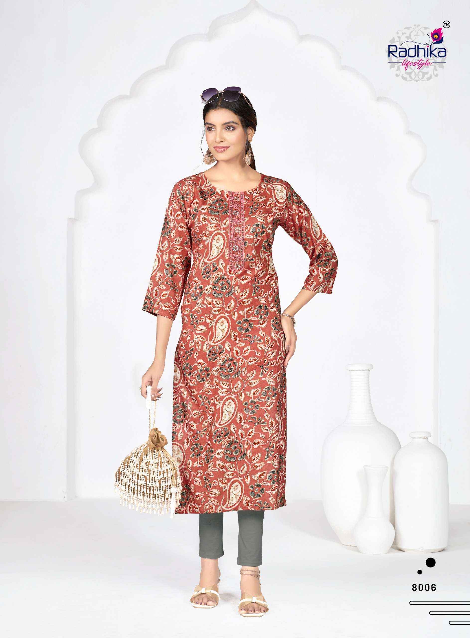 Radhika Lifestyle Alisha Vol 8 Rayon Kurti 9 pcs Catalogue