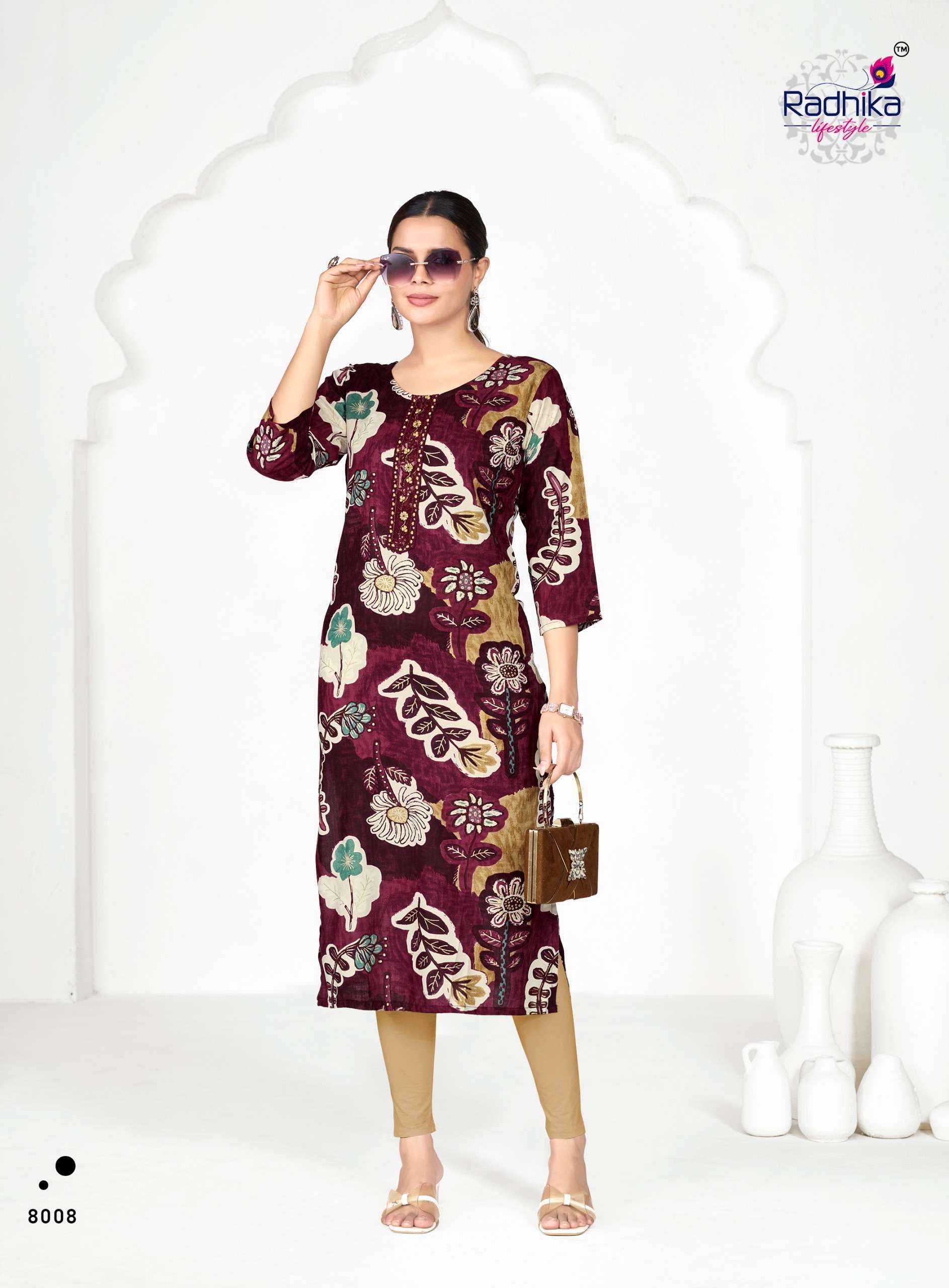 Radhika Lifestyle Alisha Vol 8 Rayon Kurti 9 pcs Catalogue