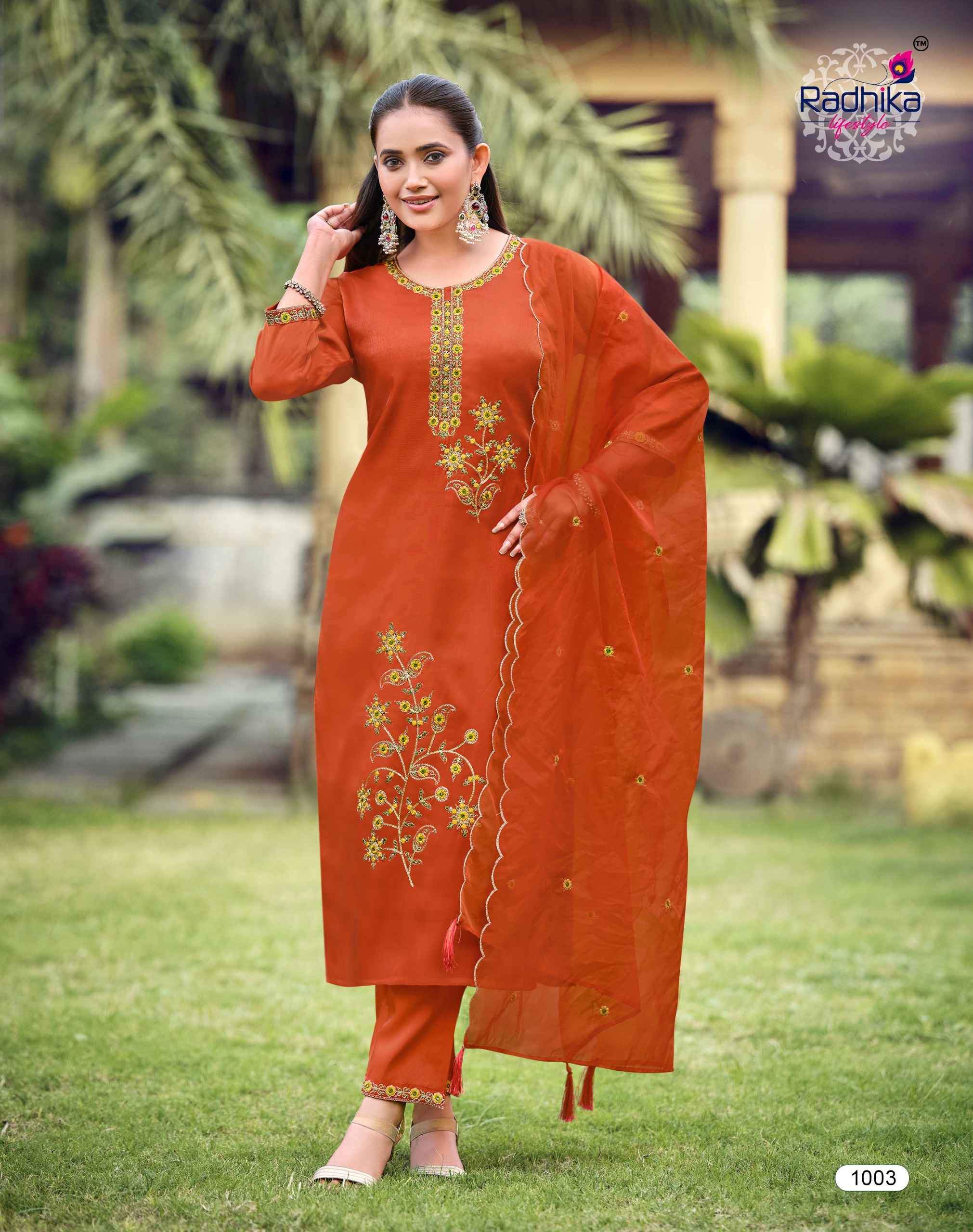 Radhika Lifestyle Ruby Vol 1 Glass Roman Kurti Combo 6 pcs Catalogue