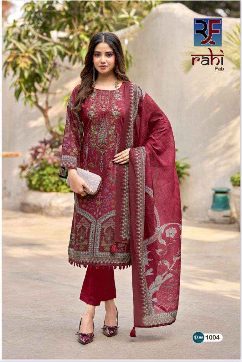Rahi Fab Red Orchid Cotton Dress Material 8 pcs Catalogue