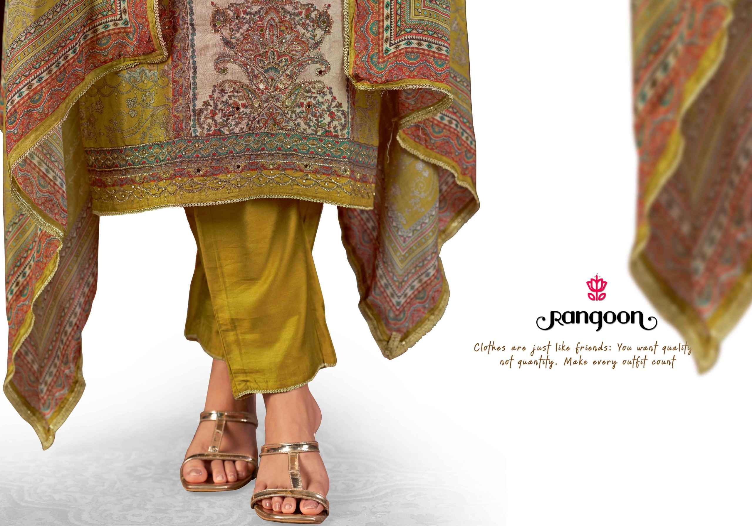 Rangoon Sweta Readymade Muslin Dress 4 pcs Catalogue
