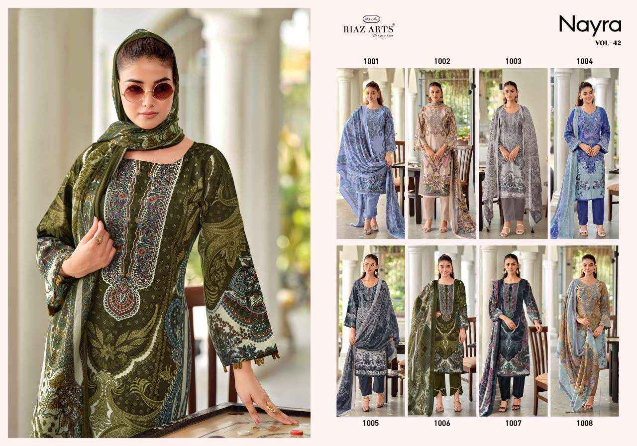 Riaz Arts Nayra Vol 42 Cotton Dress Material 8 pcs Catalogue