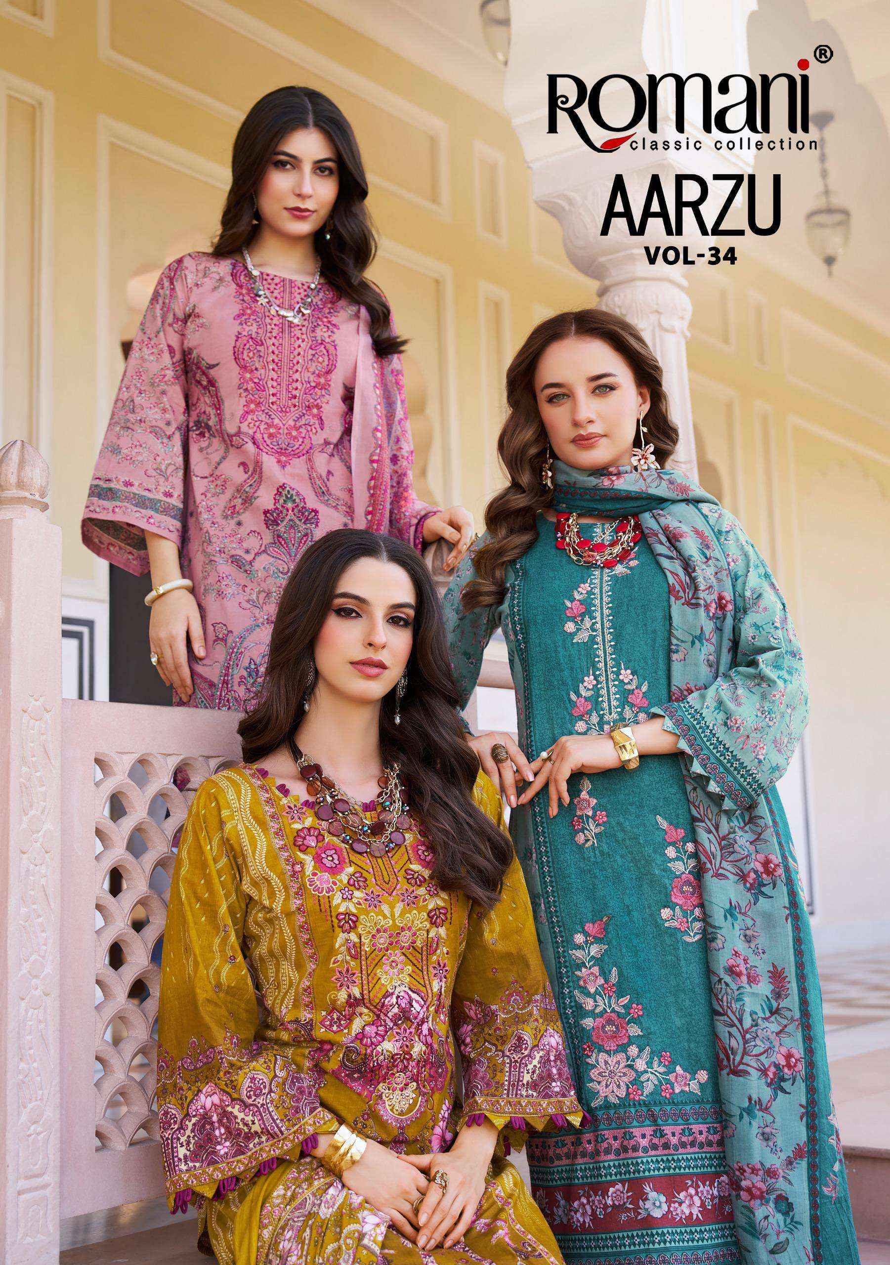 Romani Aarzu Vol 34 Cotton Dress Material 8 pcs Catalogue