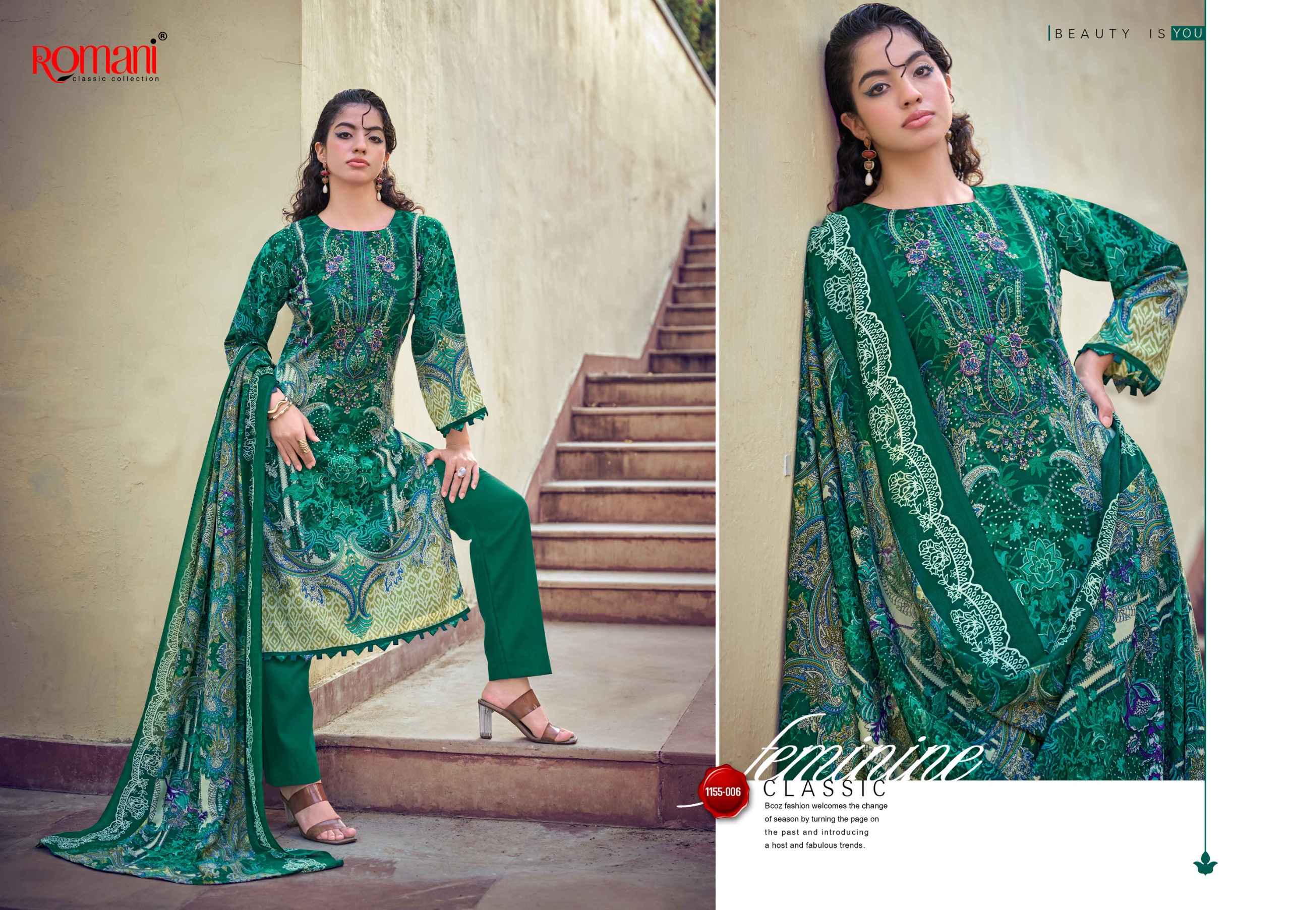 Romani Needle Wonder Vol 14 Cotton Dress Material 8 pcs Catalogue