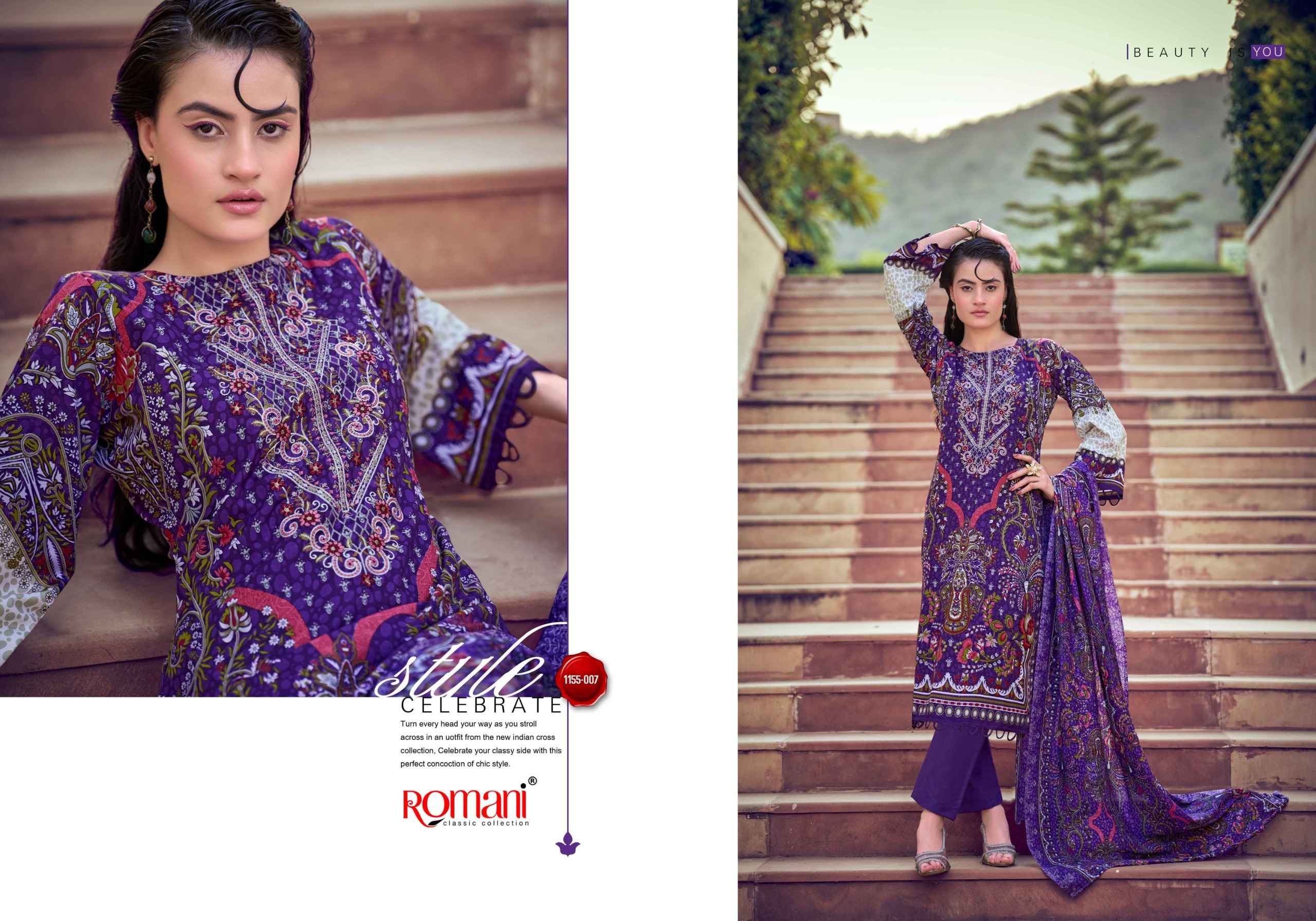 Romani Needle Wonder Vol 14 Cotton Dress Material 8 pcs Catalogue