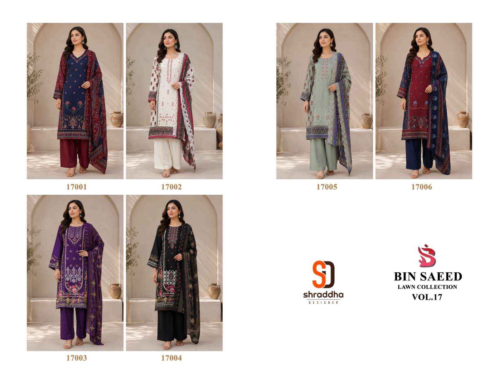 Shraddha Designer Bin Saeed Vol 17 Cotton Dress Material 6 pcs Cataloge