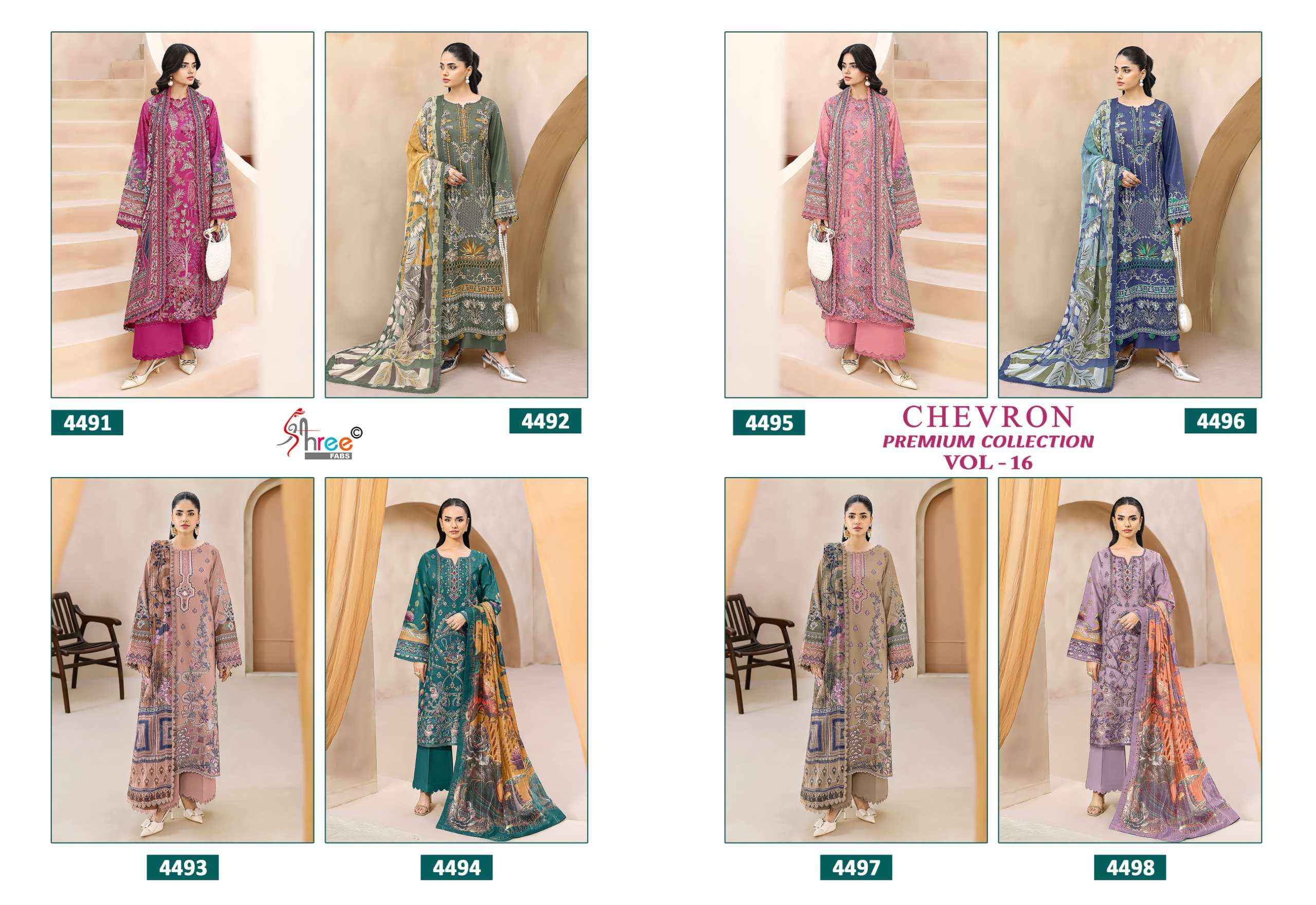 Shree Fabs Chevron Premium Collection Vol 16 Cotton Dress Material 8 pcs Catalogue