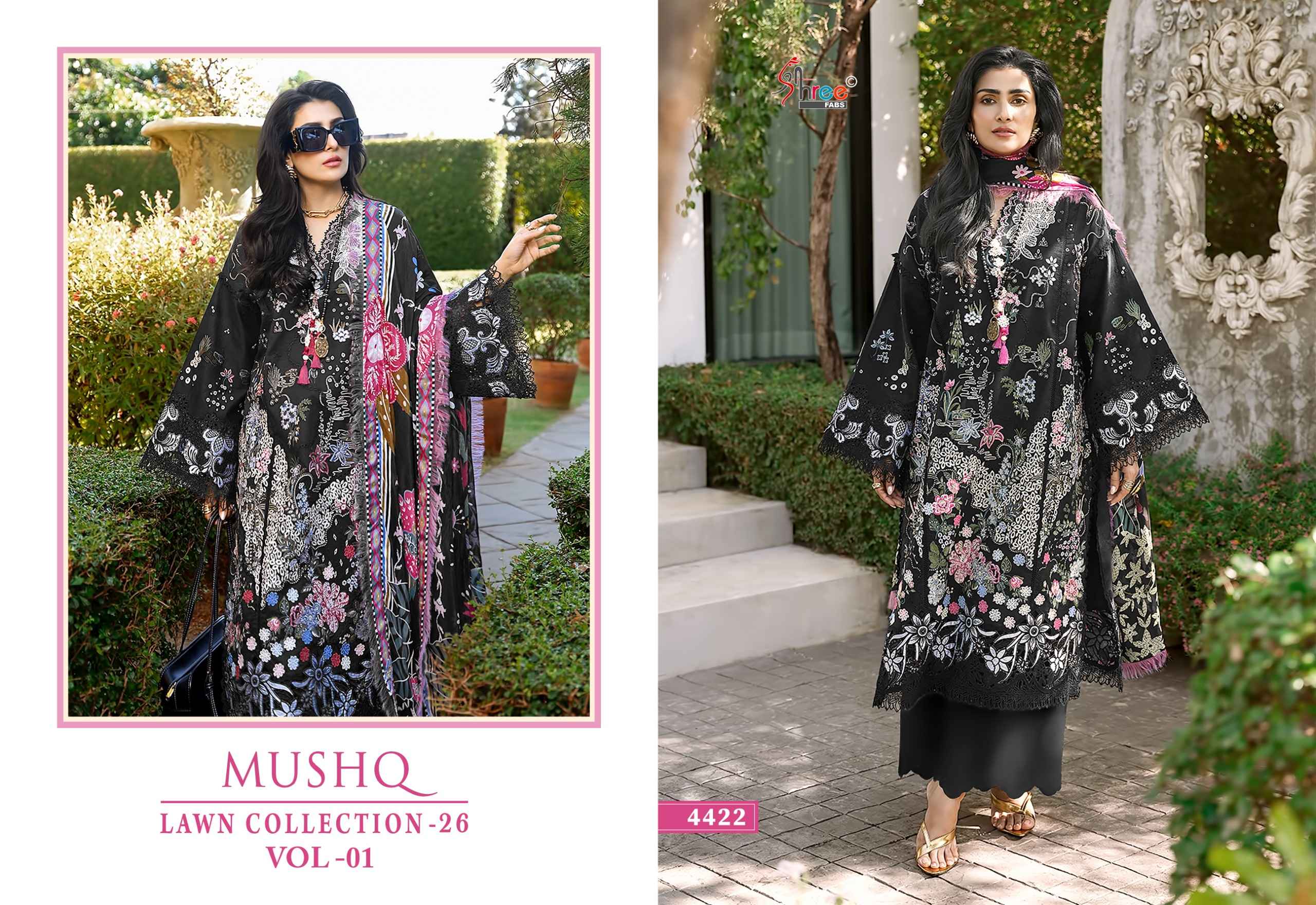 Shree Fabs Mushq Lawn Collection 26 Vol 1 Cotton Dress Material 6 pcs Catalogue