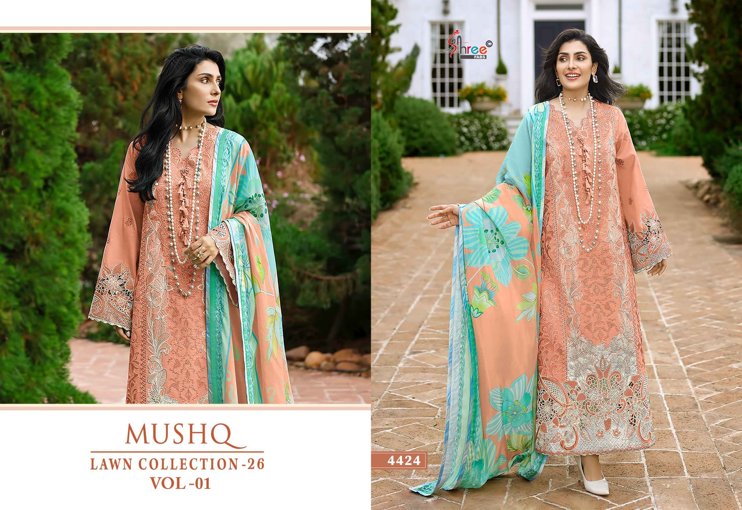 Shree Fabs Mushq Lawn Collection 26 Vol 1 Cotton Dress Material 6 pcs Catalogue