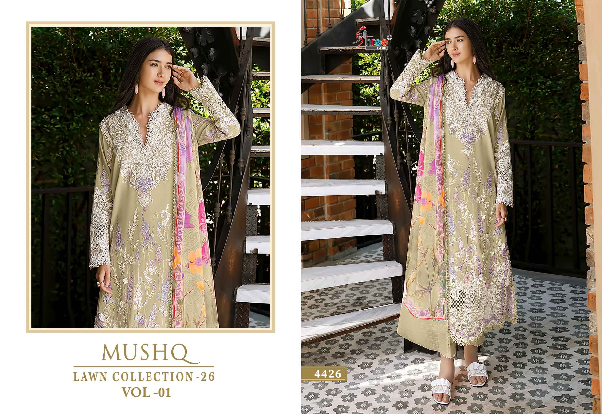 Shree Fabs Mushq Lawn Collection 26 Vol 1 Cotton Dress Material 6 pcs Catalogue