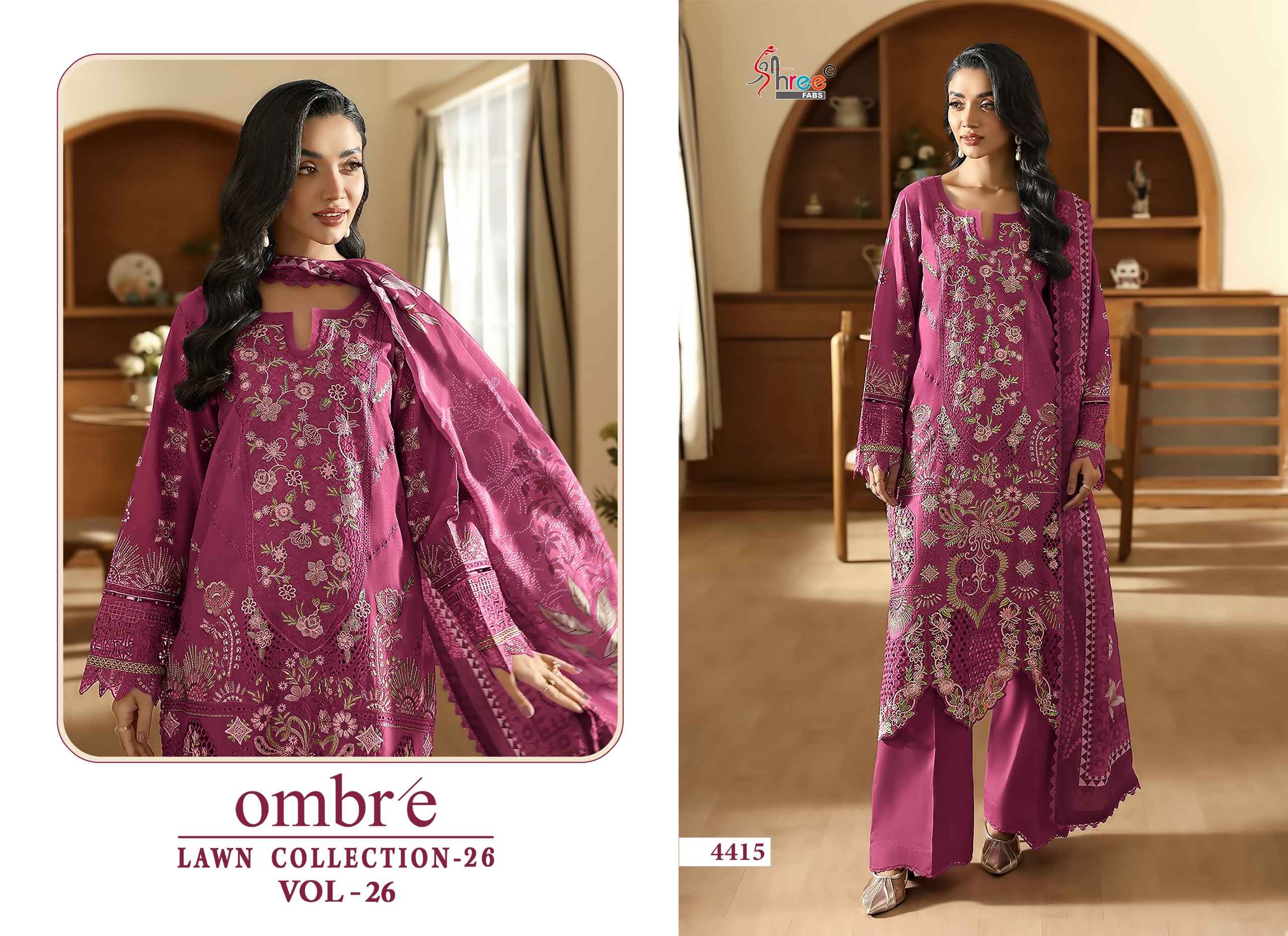 Shree Fabs Ombre Lawn Collection 26 Vol 26 Cotton Dress Material 6 pcs Catalogue