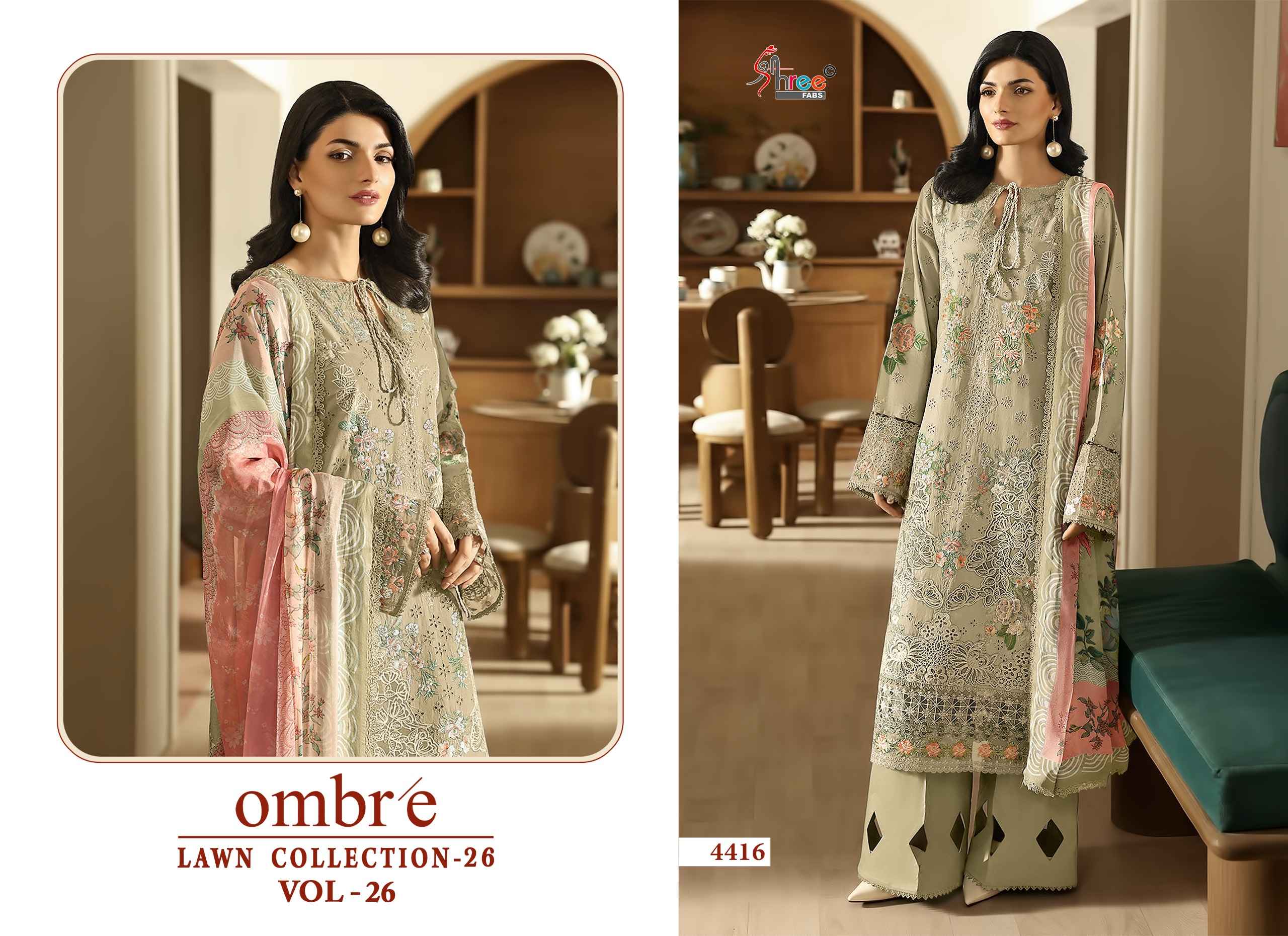 Shree Fabs Ombre Lawn Collection 26 Vol 26 Cotton Dress Material 6 pcs Catalogue