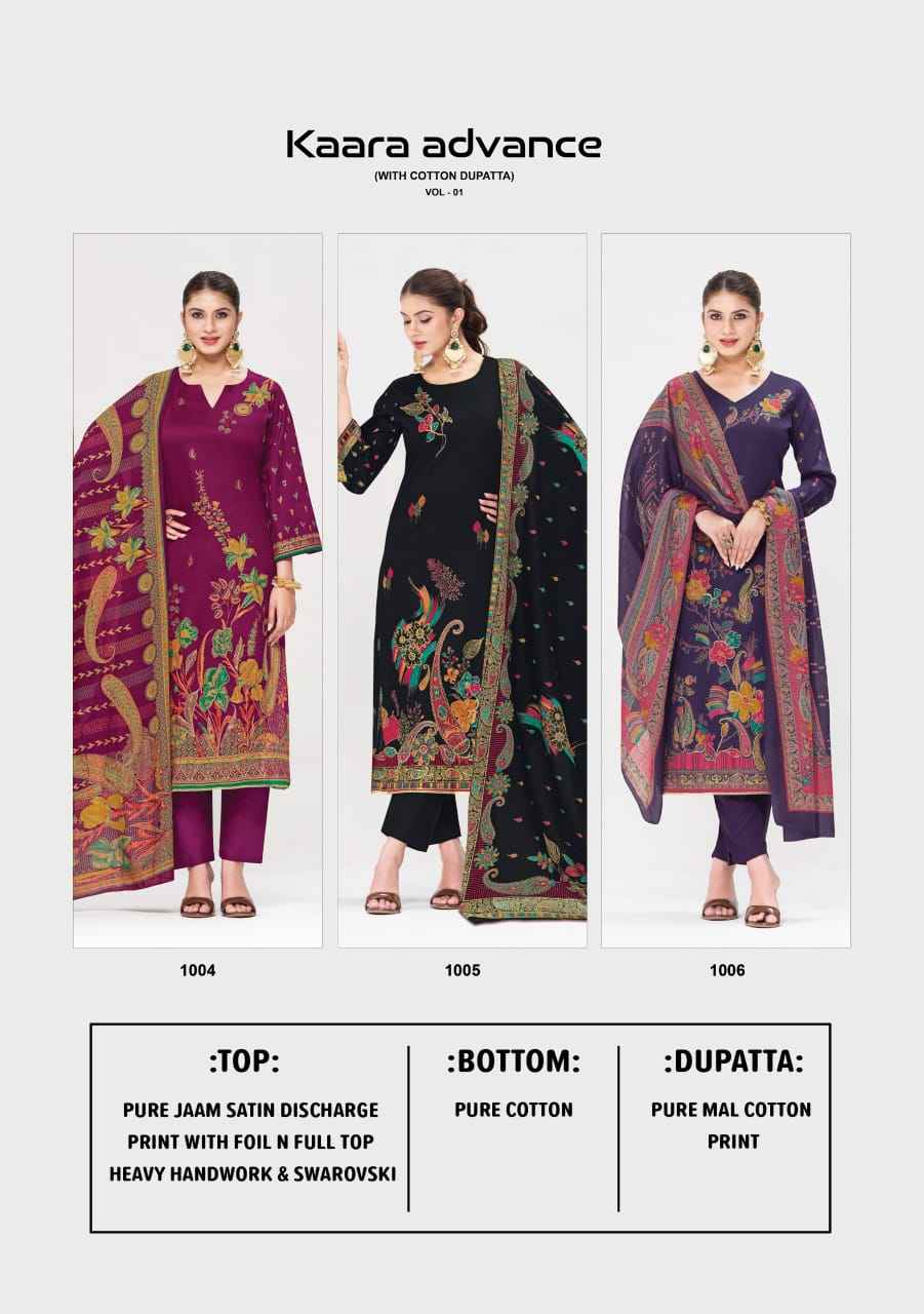 Suryajyoti Kaara Advance Vol 1 Jam Satin Dress Material 6 pcs Catalogue