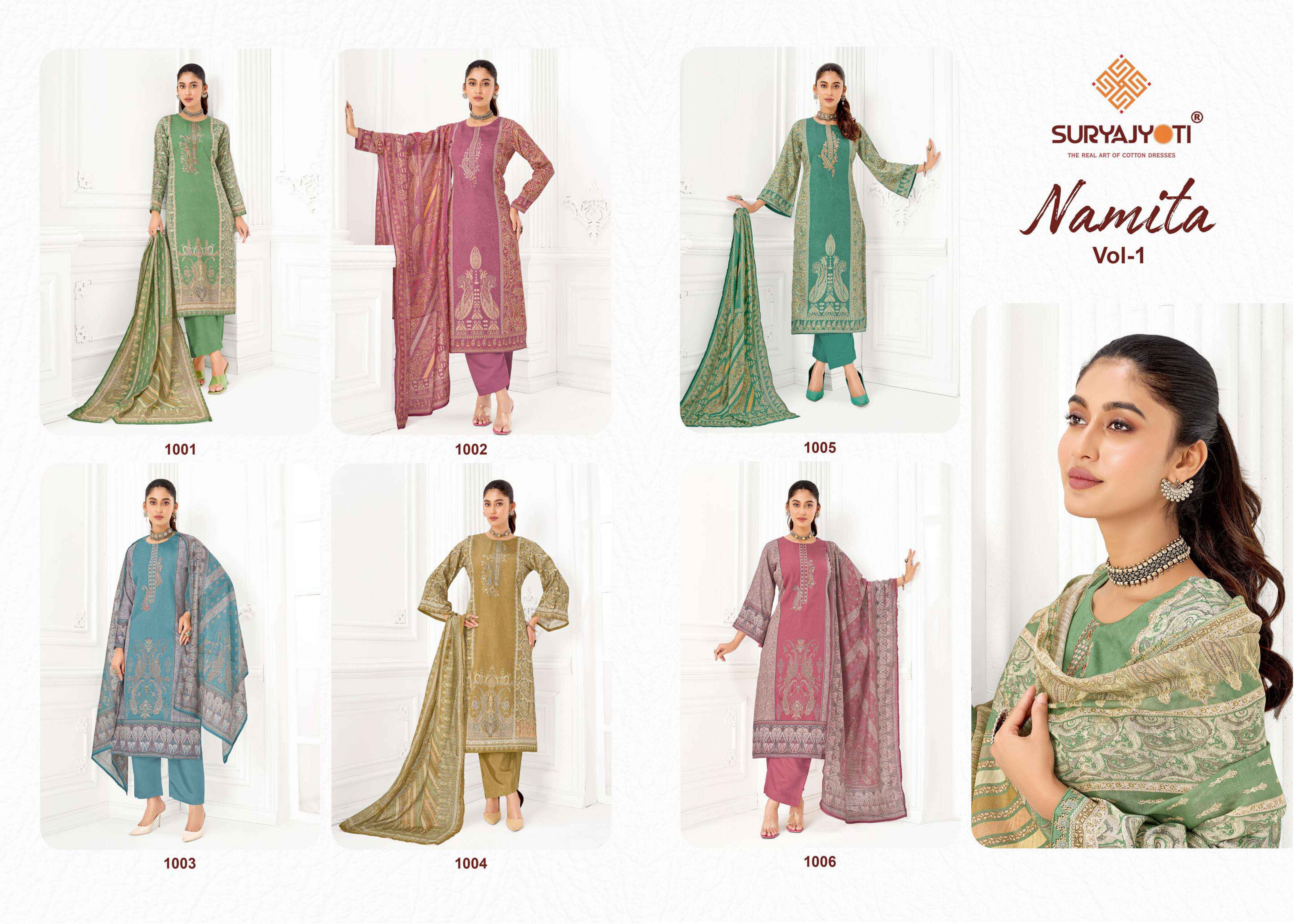 Suryajyoti Namita Vol 1 Jam Satin Dress Material 6 pcs Catalogue