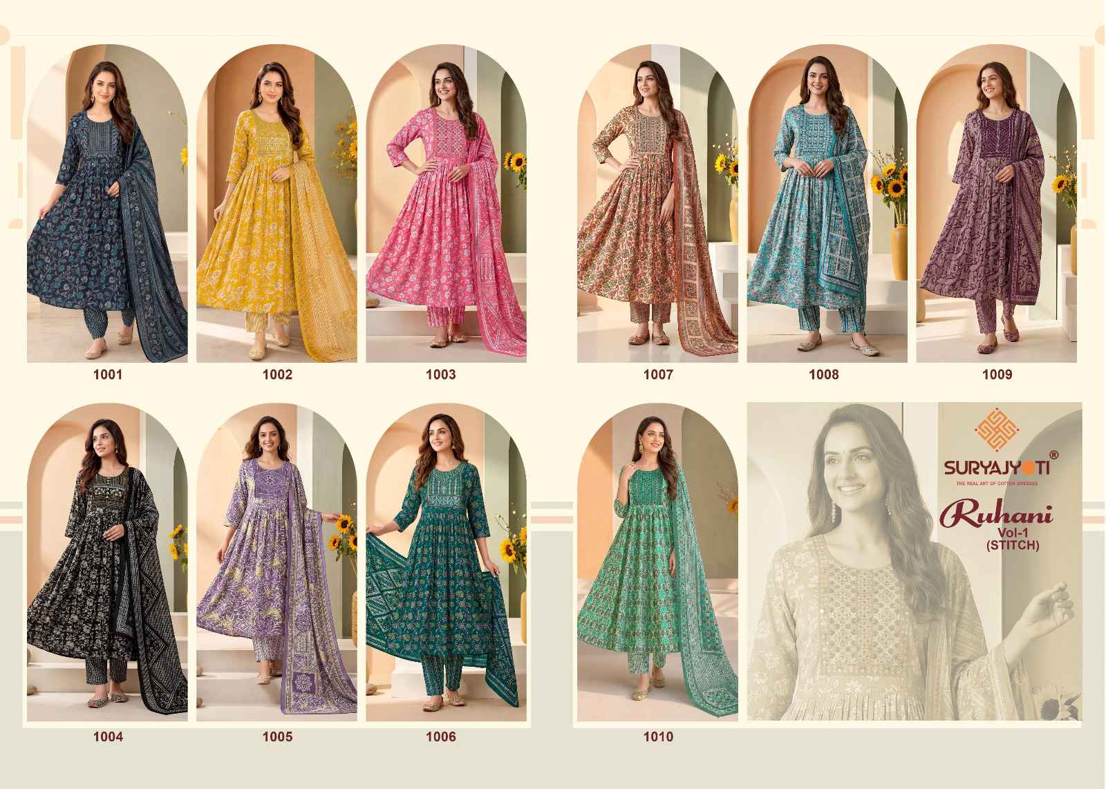 Suryajyoti Ruhani Vol 1 Readymade Rayon Dress 10 pcs Catalogue