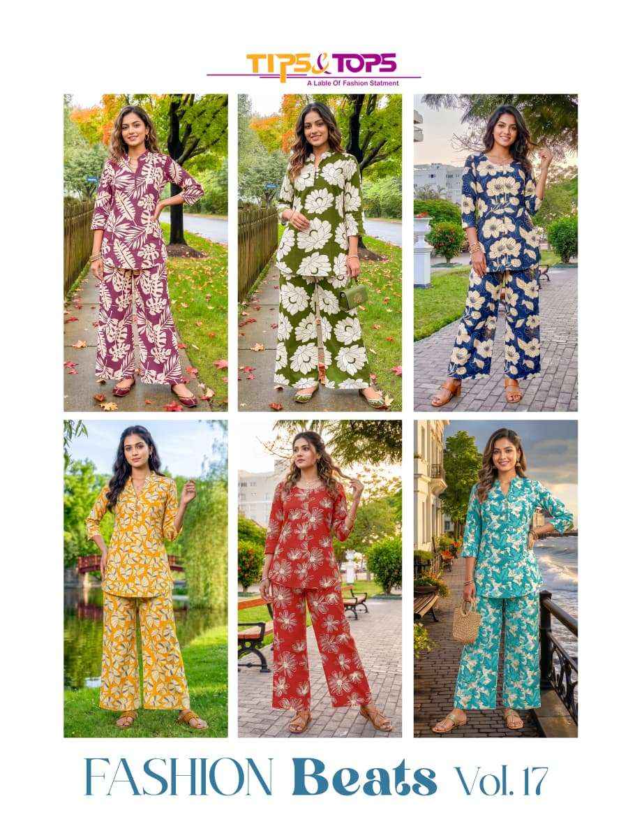Tips & Tops Fashion Beats Vol 17 Reyon Co ord Set 6 pcs Catalogue