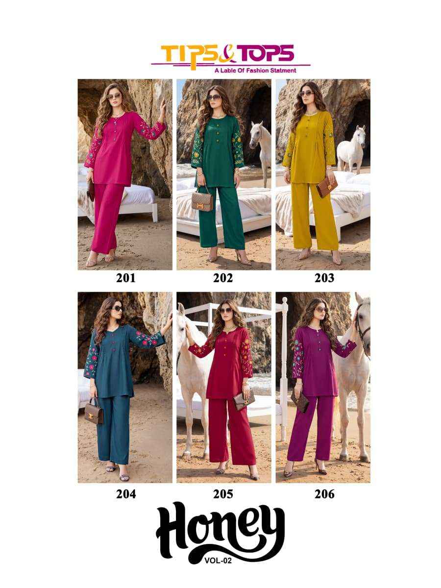 Tips & Tops Honey Vol 2 Reyon Co ord Set 6 pcs Catalogue