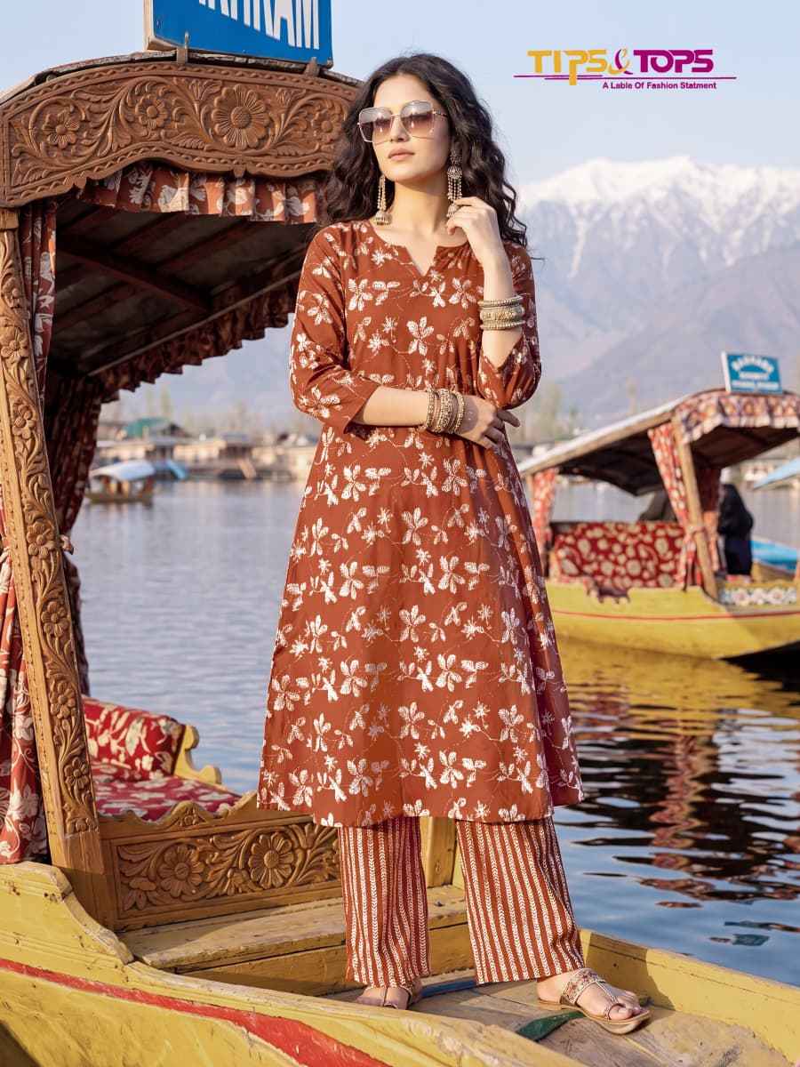 Tips & Tops Mannat Rayon Kurti With Plazzo 6 pcs Catalogue