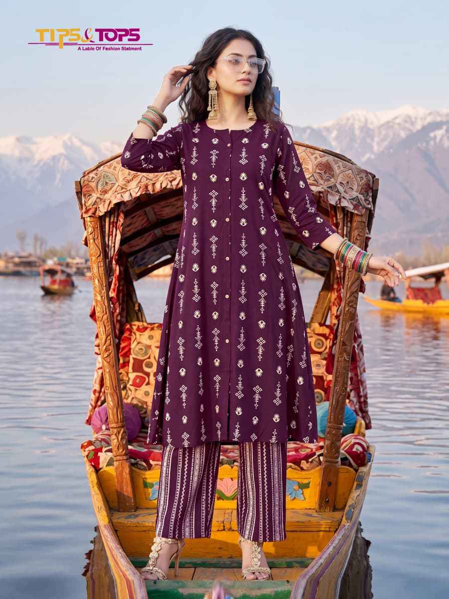 Tips & Tops Mannat Rayon Kurti With Plazzo 6 pcs Catalogue
