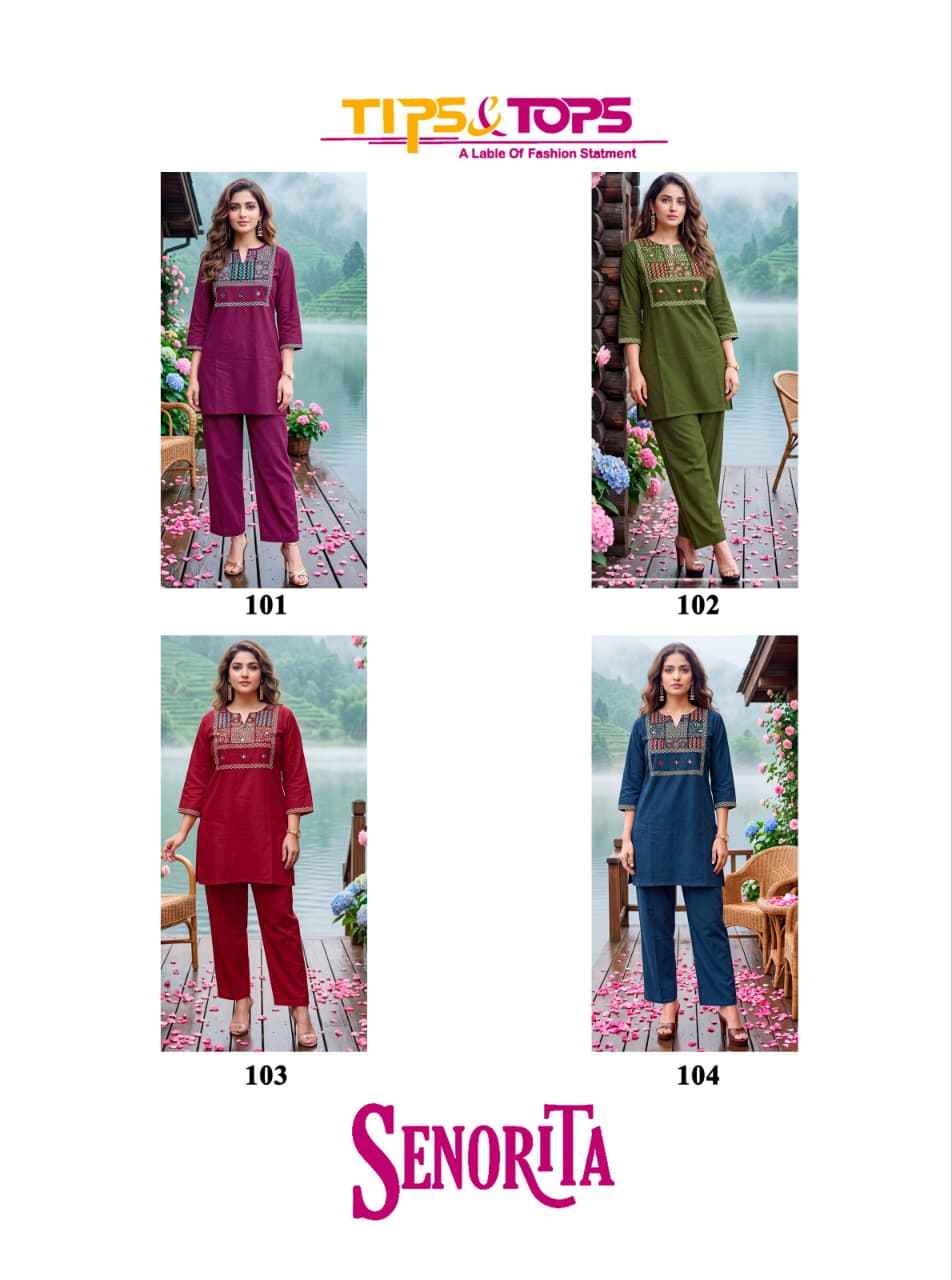 Tips & Tops Senorita Dhabu Cotton Co ord Set 4 pcs Catalogue