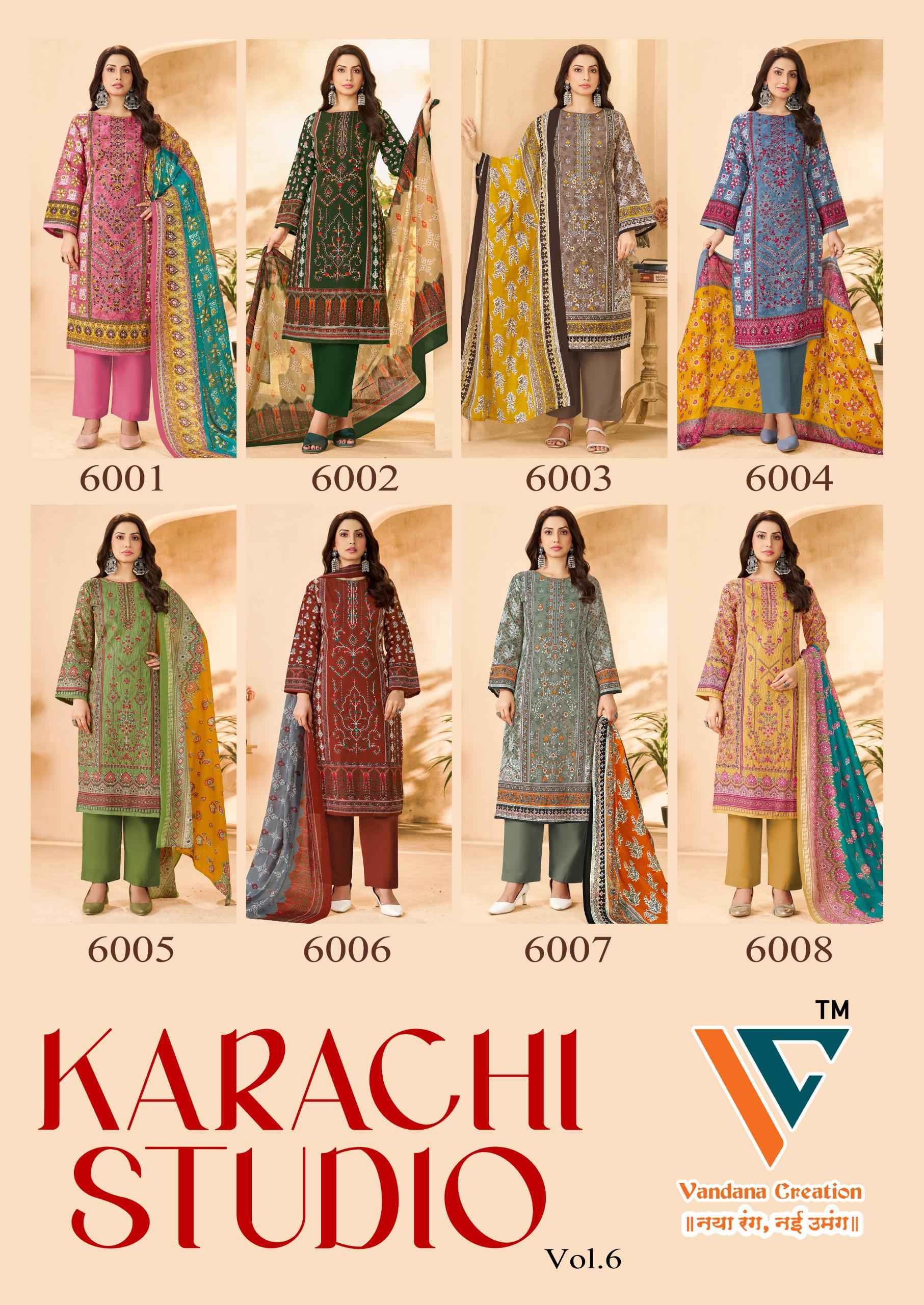 Vandana Creation Karachi Studio Vol 6 Cotton Dress Material 8 pcs Catalogue