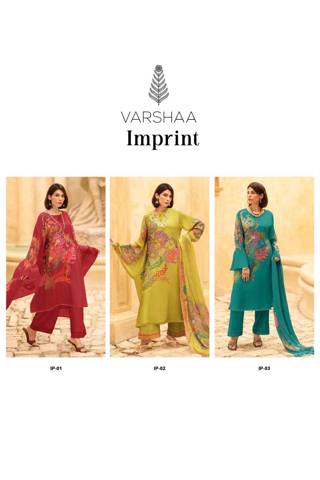 Varshaa Imprint Viscose Dress Material 3 pcs Catalogue