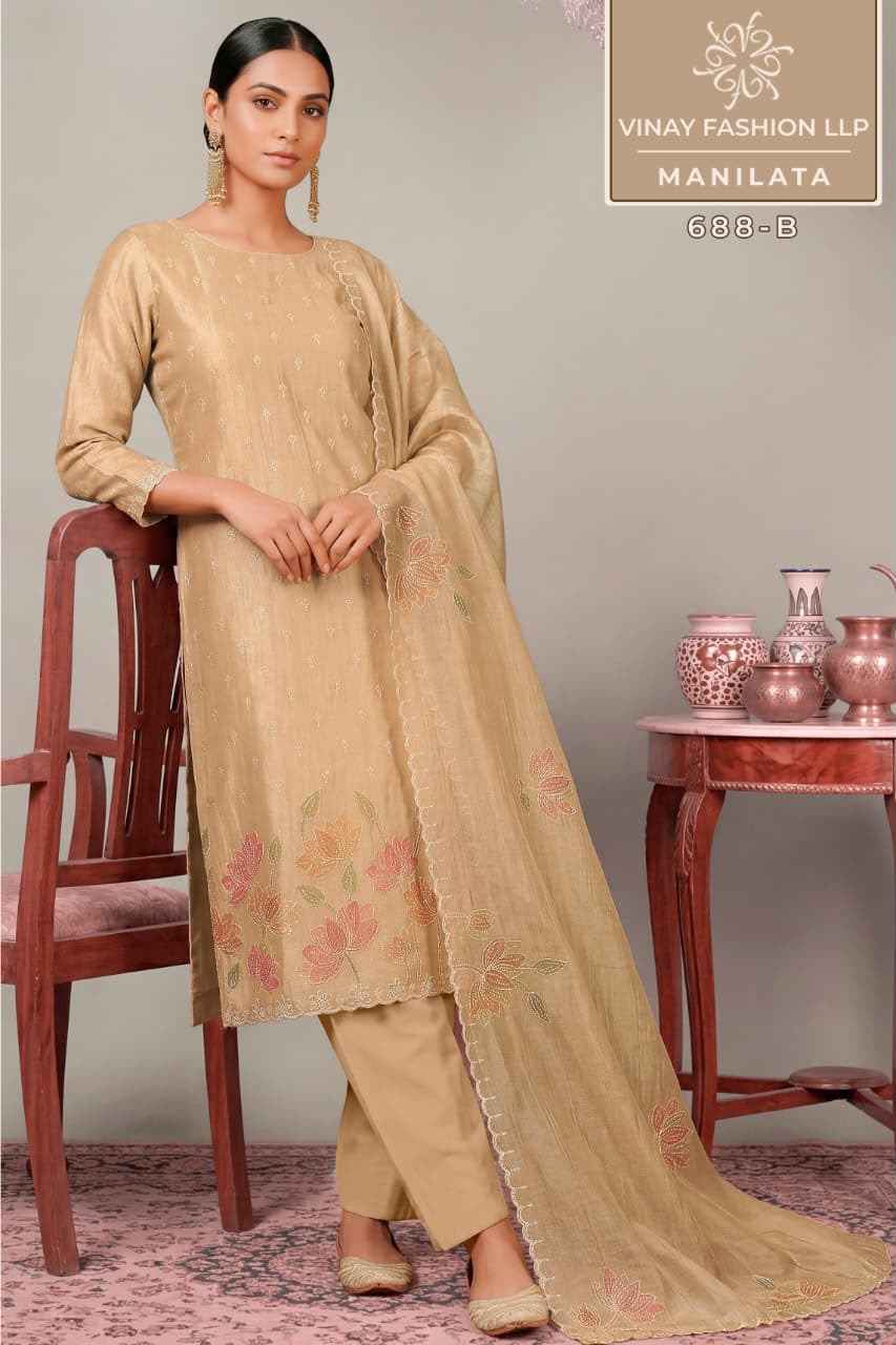 Vinay Fashion Kuleesh Manilata Salsa Silk Dress Material 4 pcs Catalogue