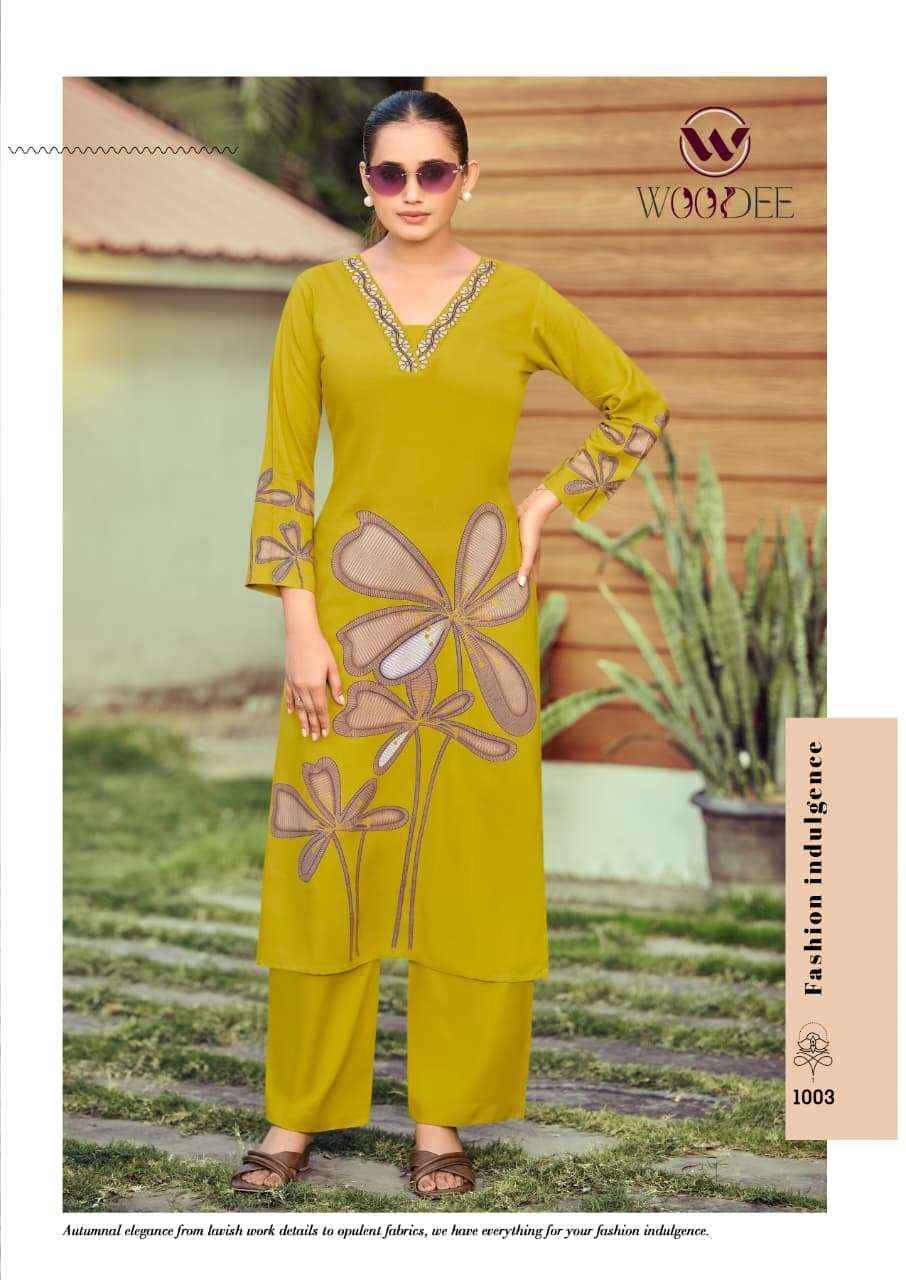 Woodee Harmeen Rayon Kurti With Bottom 6 pcs Catalogue