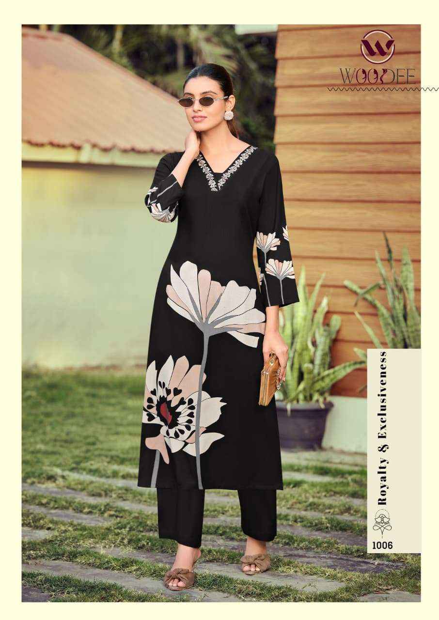 Woodee Harmeen Rayon Kurti With Bottom 6 pcs Catalogue