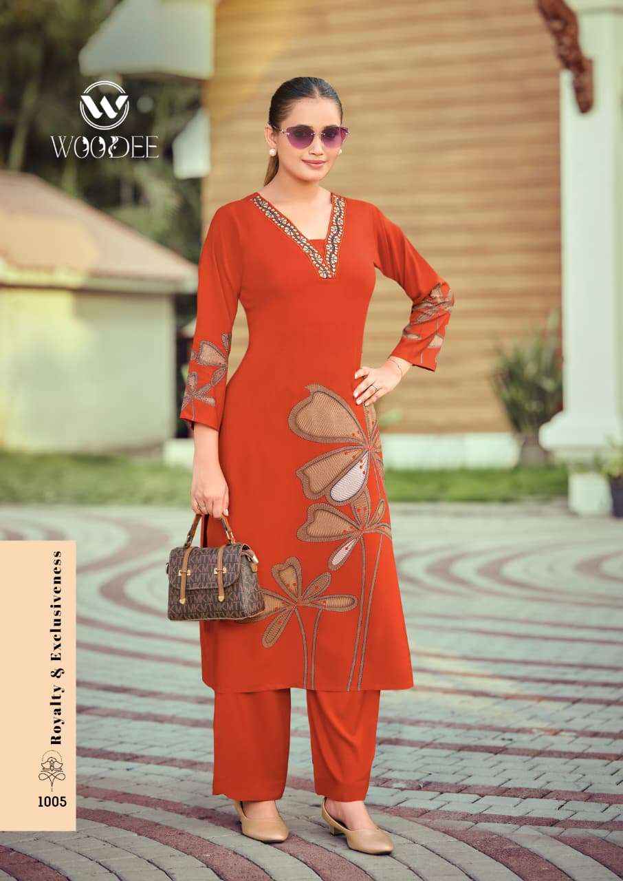 Woodee Harmeen Rayon Kurti With Bottom 6 pcs Catalogue