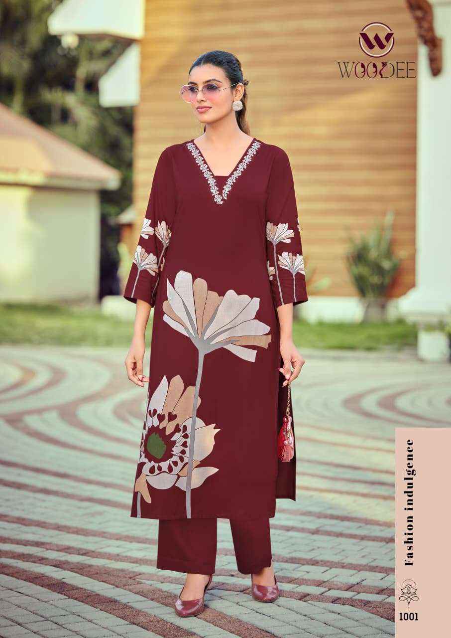 Woodee Harmeen Rayon Kurti With Bottom 6 pcs Catalogue