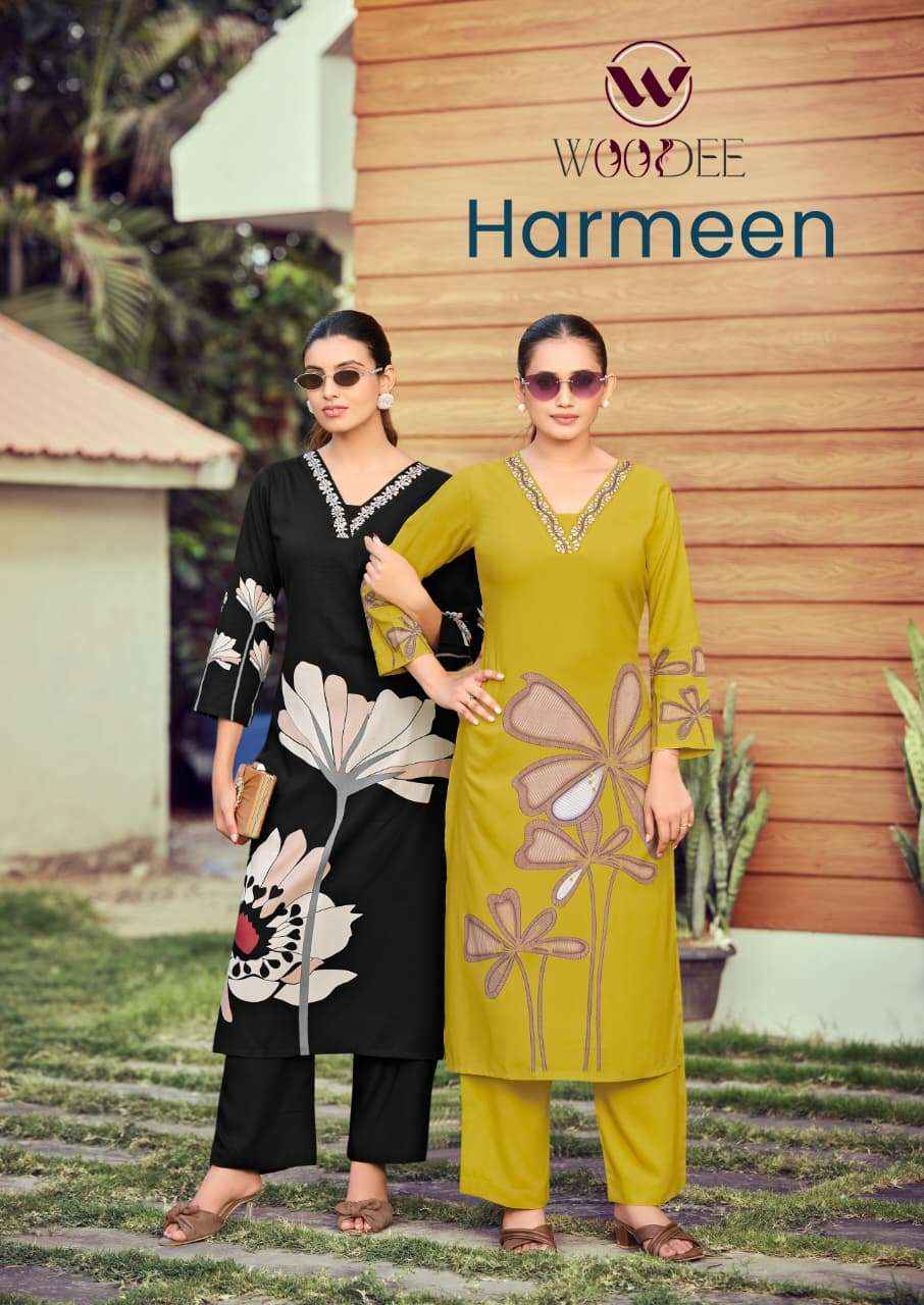 Woodee Harmeen Rayon Kurti With Bottom 6 pcs Catalogue