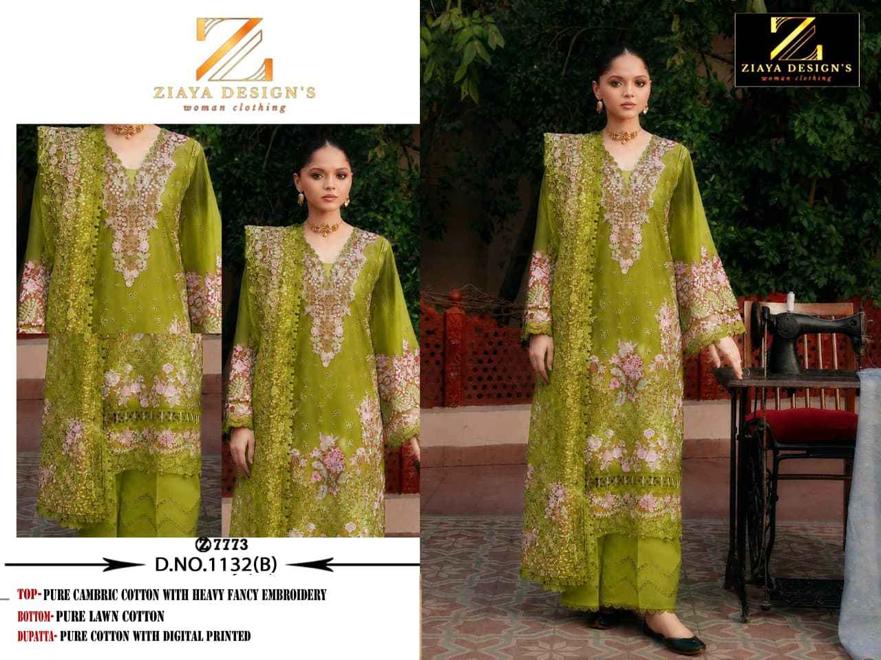 Ziaya Design 7773 D No 1132 Cambric Cotton Dress Material 4 Pc Catalouge