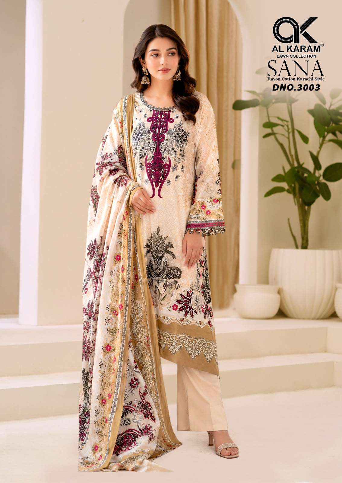 Al Karam Sana Vol 3 Rayon Dress Material 6 pcs Catalogue