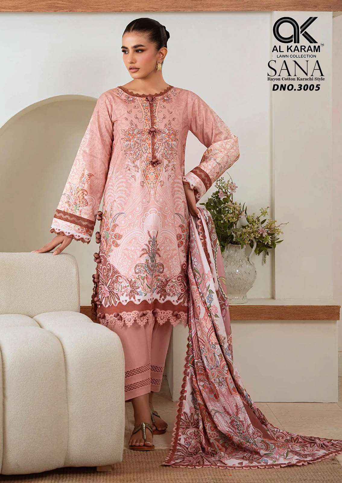 Al Karam Sana Vol 3 Rayon Dress Material 6 pcs Catalogue