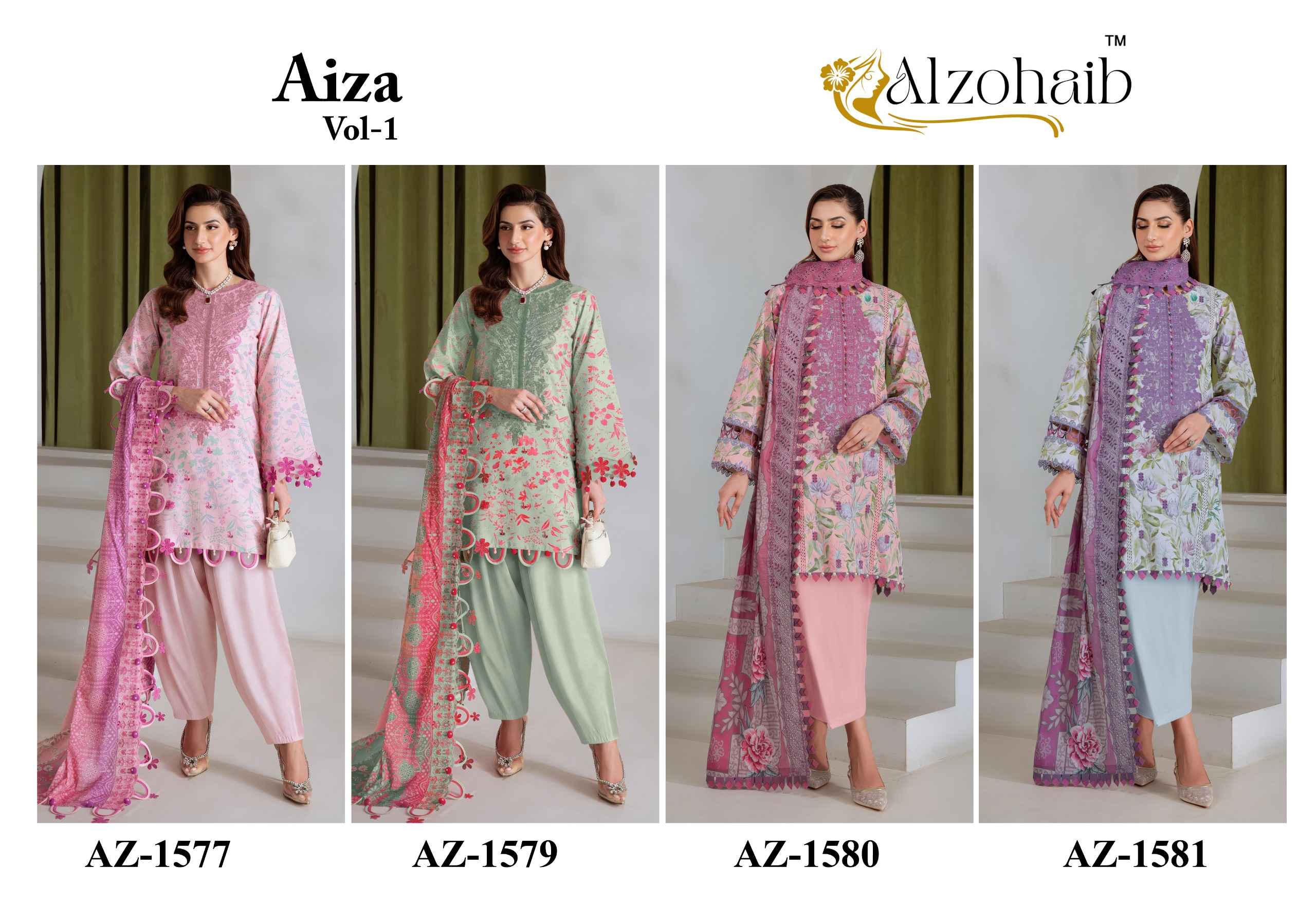 Al Zohaib Aiza Vol 1 Cotton Dress Material 4 pcs Catalogue