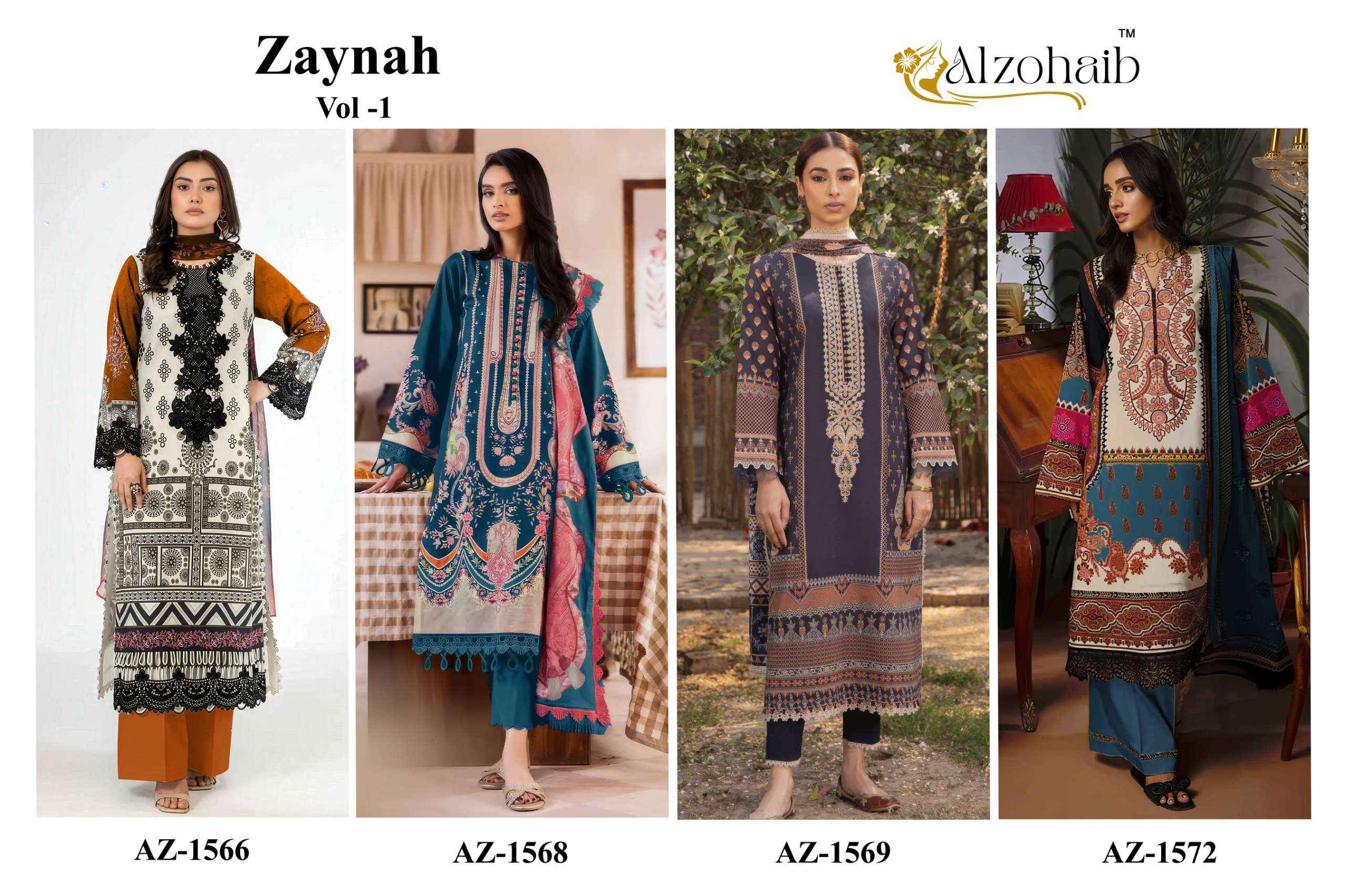 Al Zohaib Zaynah Vol 1 Cotton Dress Material 4 pcs Catalogue