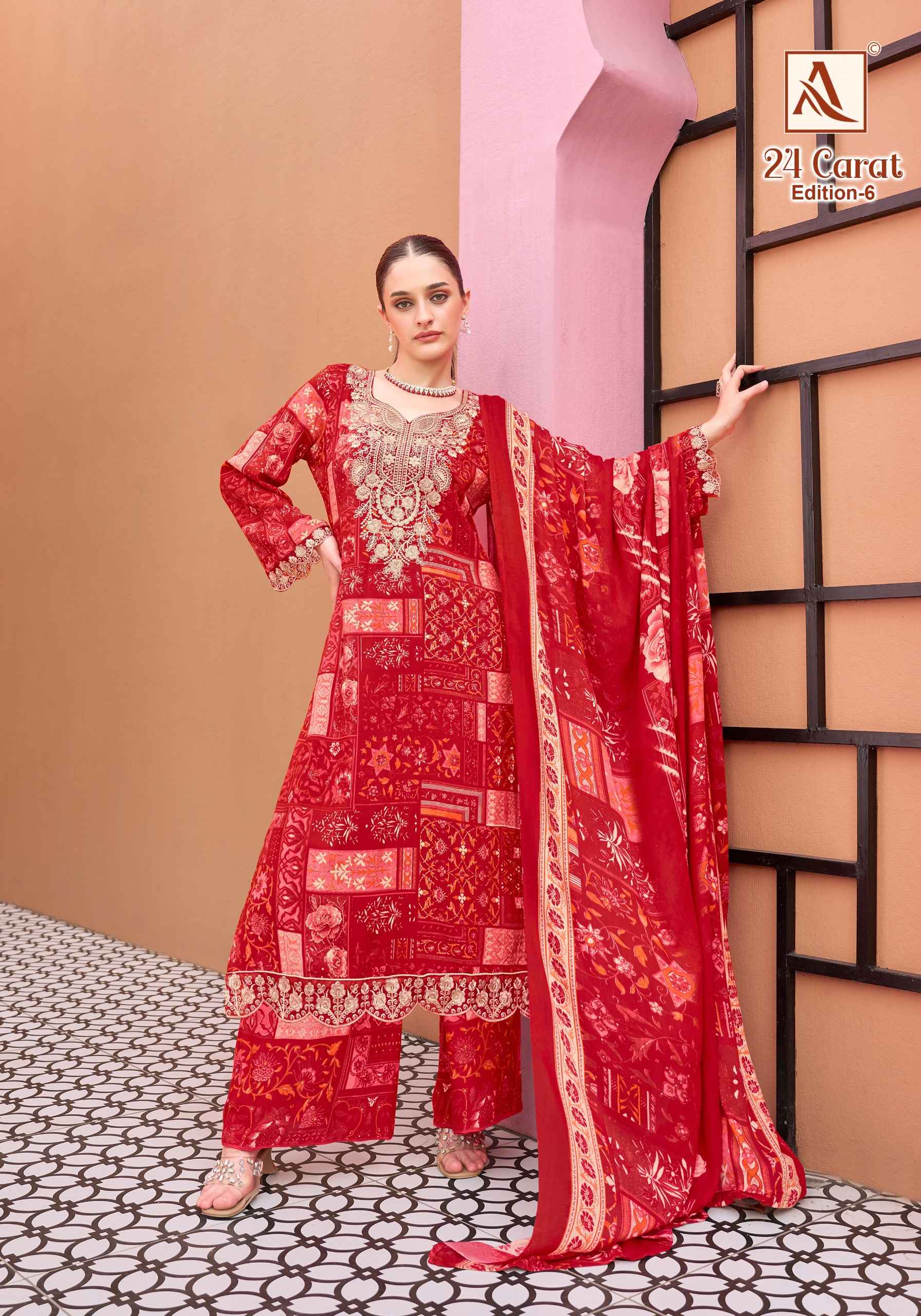 Alok 24 Karat Edition 6 Viscose Reyon Dress Material 6 pcs Catalogue