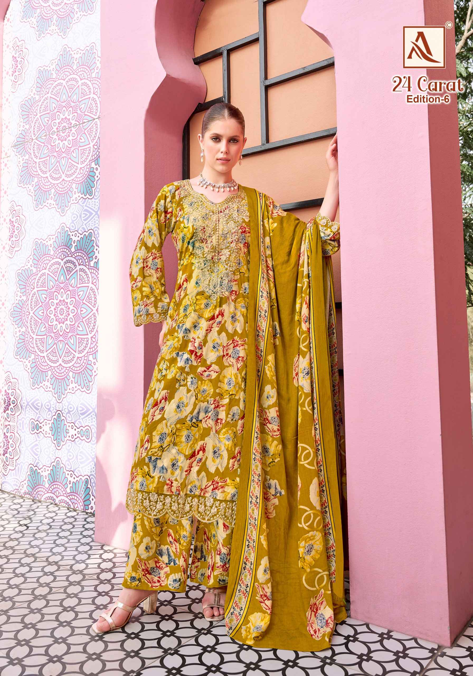 Alok 24 Karat Edition 6 Viscose Reyon Dress Material 6 pcs Catalogue