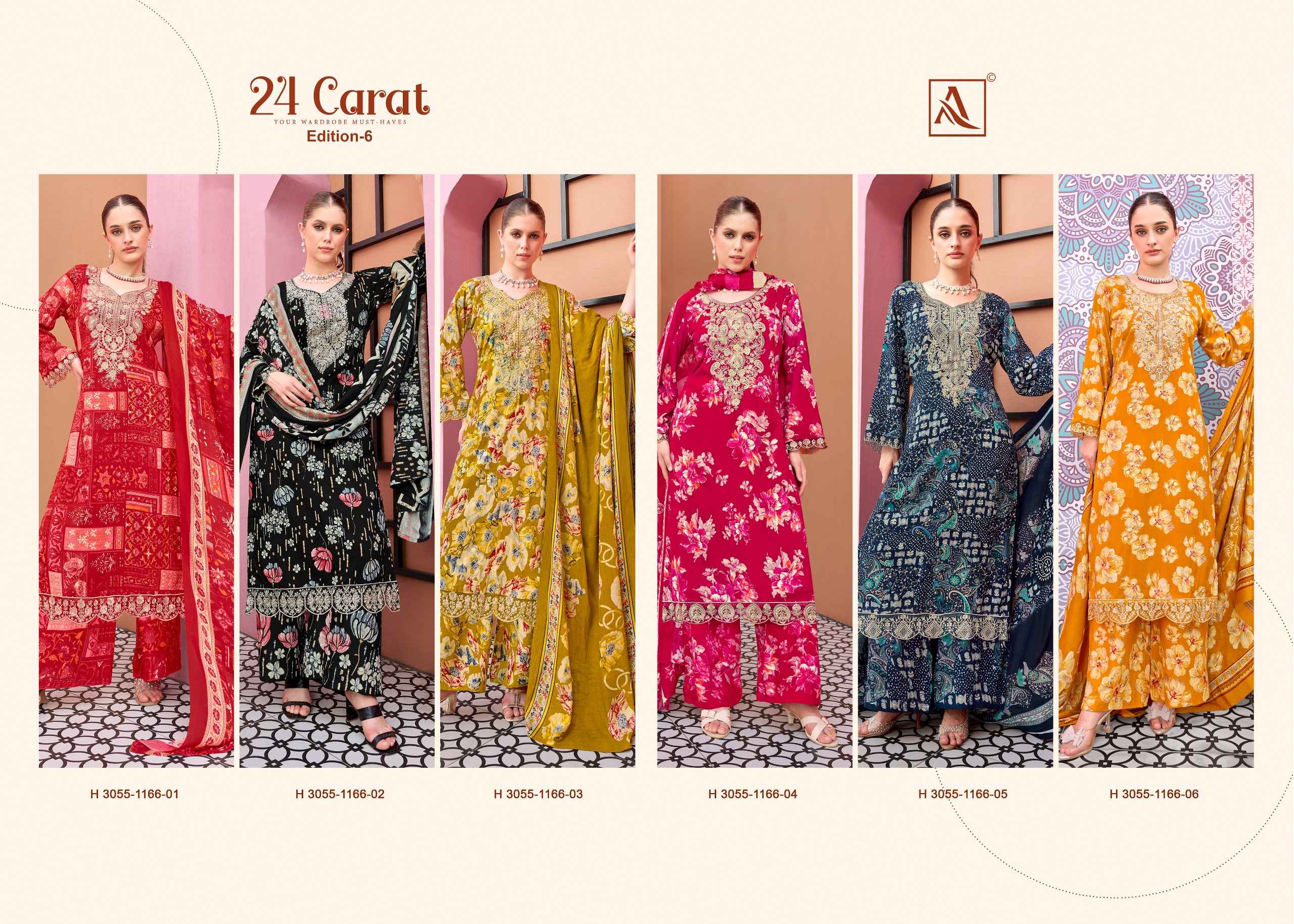 Alok 24 Karat Edition 6 Viscose Reyon Dress Material 6 pcs Catalogue