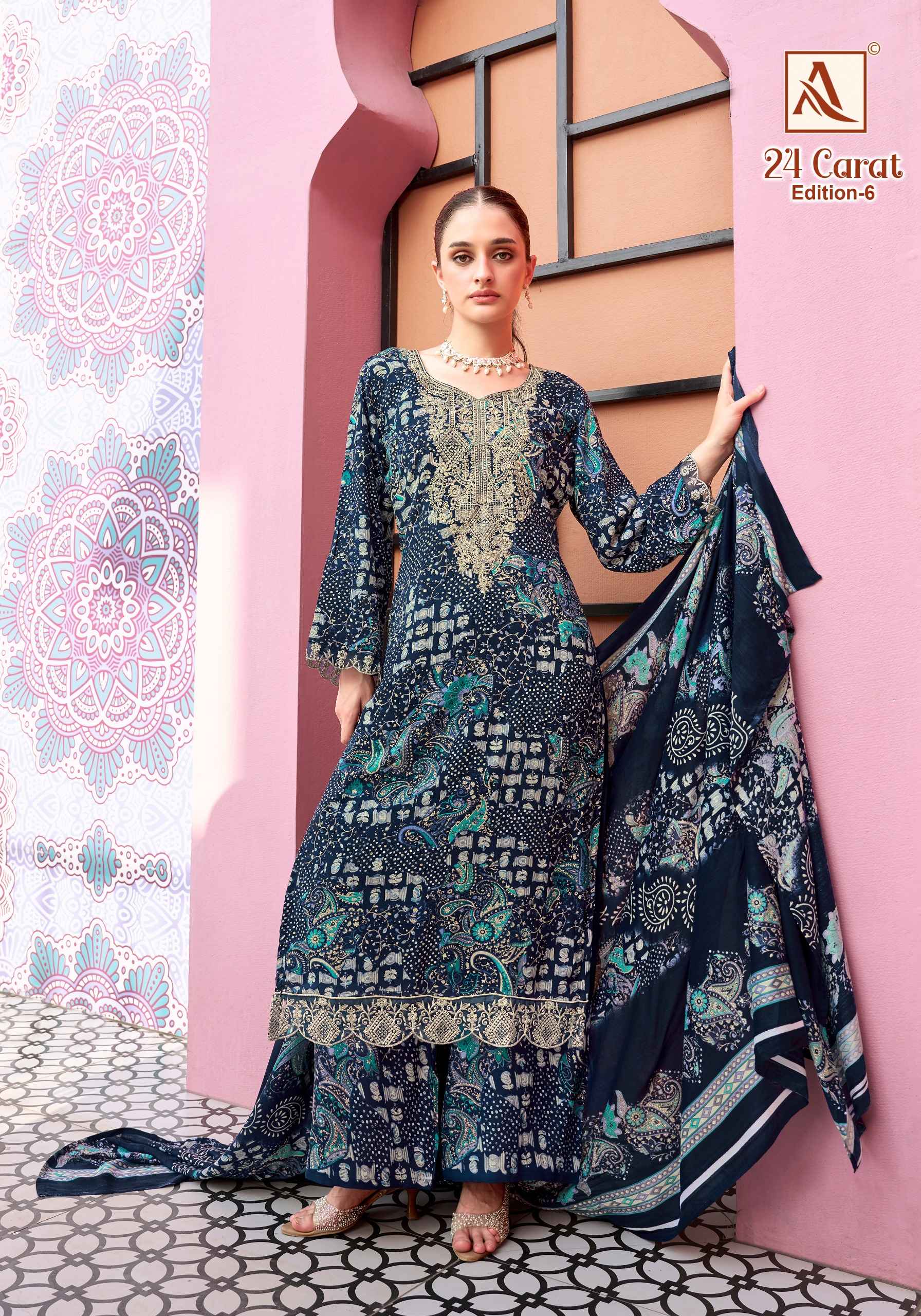 Alok 24 Karat Edition 6 Viscose Reyon Dress Material 6 pcs Catalogue