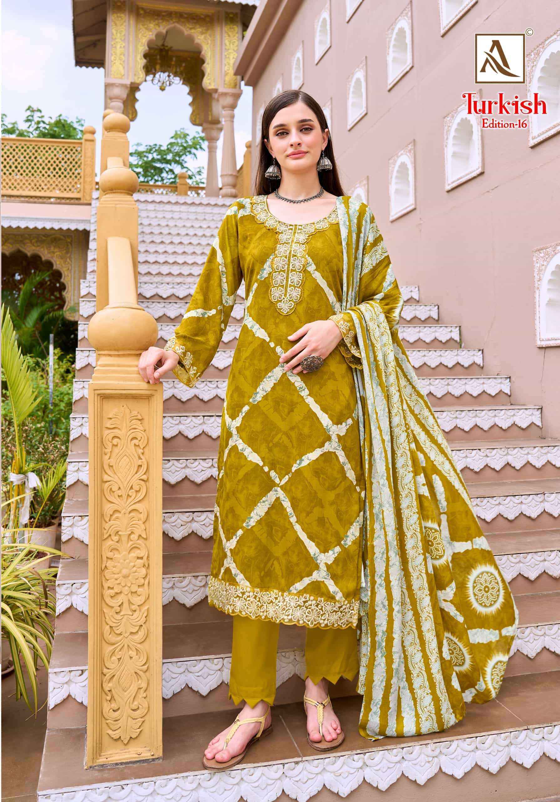 Alok Turkish Edition 16 Viscose Reyon Dress Material 6 pcs Catalogue