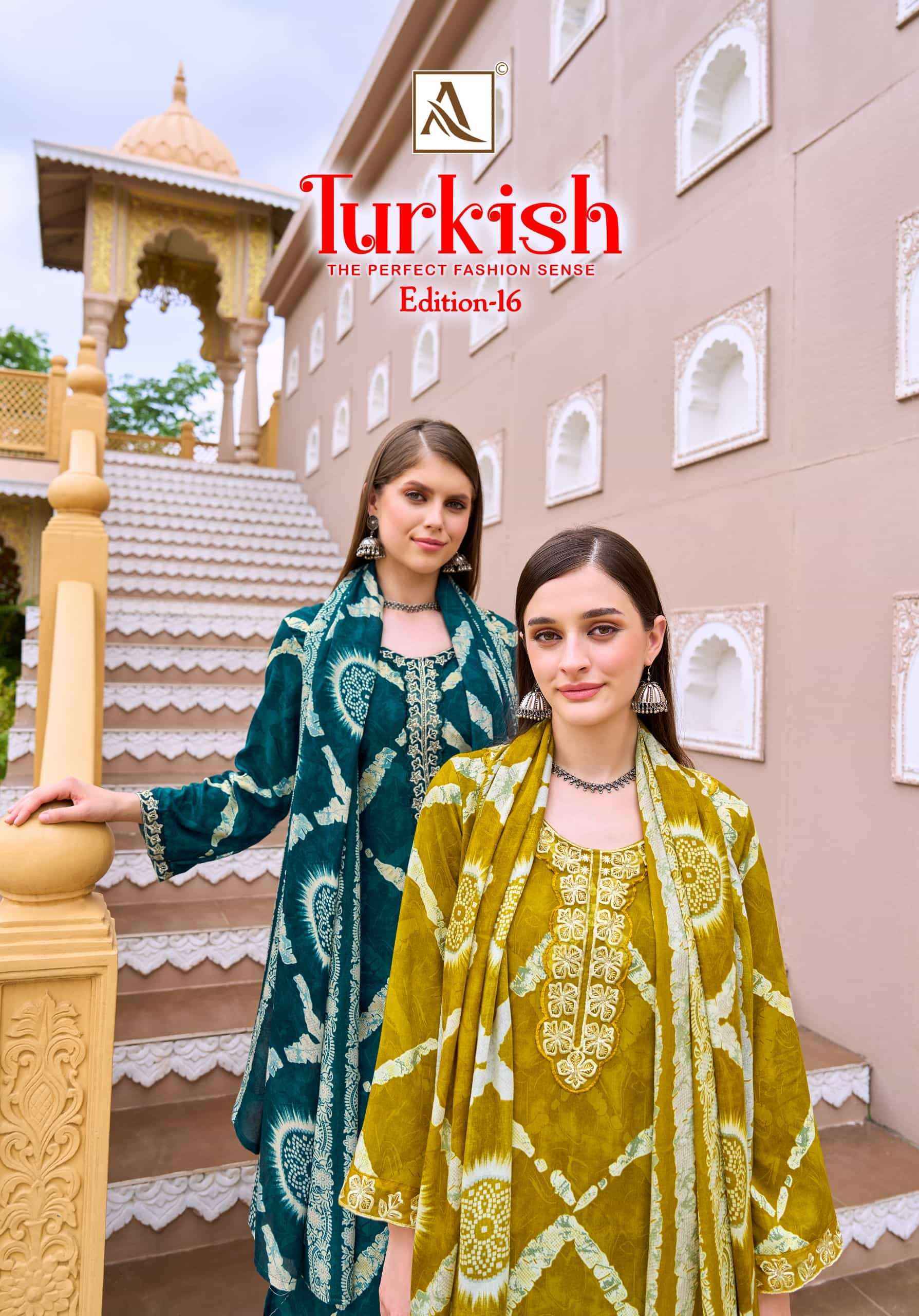 Alok Turkish Edition 16 Viscose Reyon Dress Material 6 pcs Catalogue